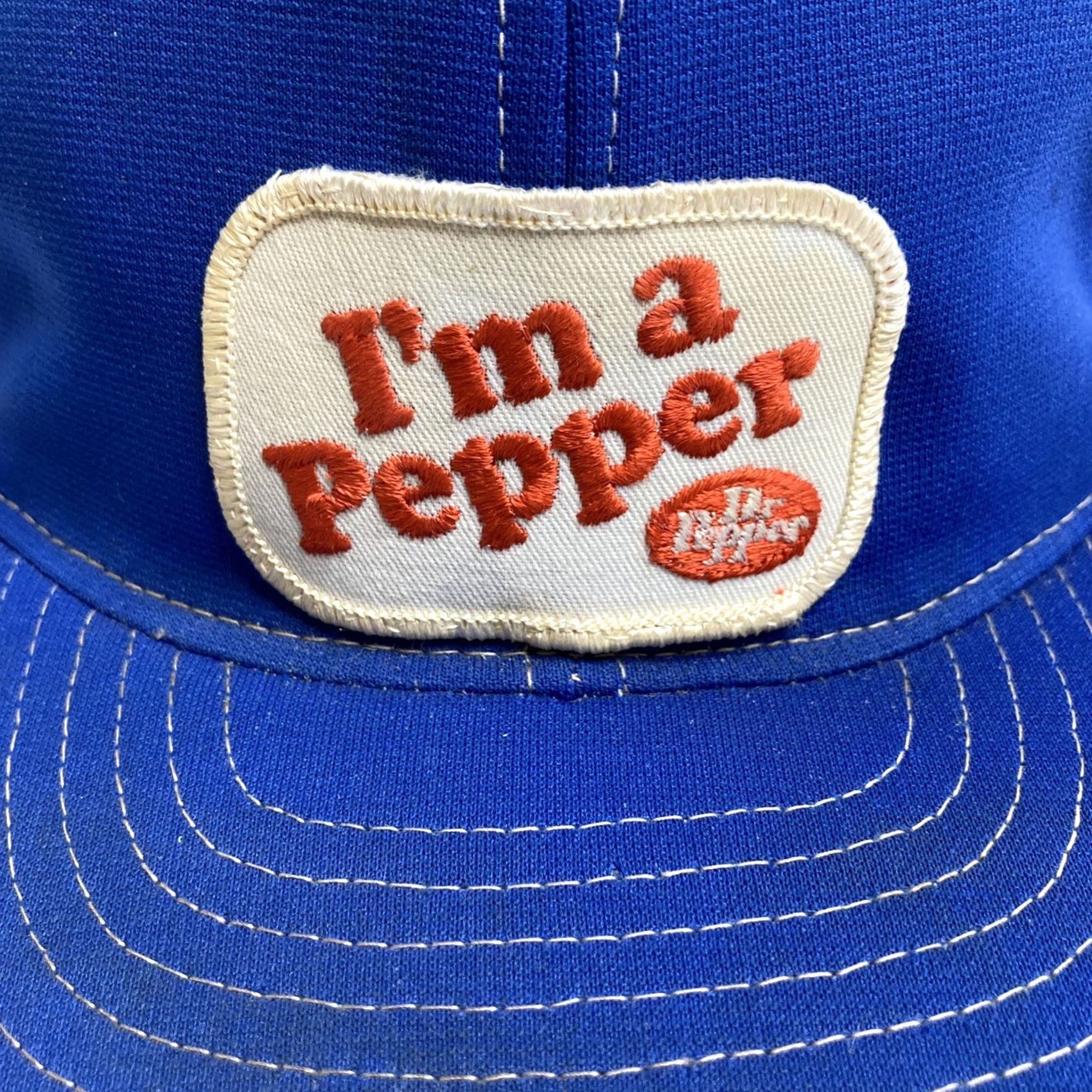 Vintage VINTAGE Dr Pepper I’m A Pepper MLB Snapback Hat Baseball Cap 6 5/8-7 1/4 Adjustable Blue Mens Baseball Cap Size ONE SIZE - 3 Thumbnail