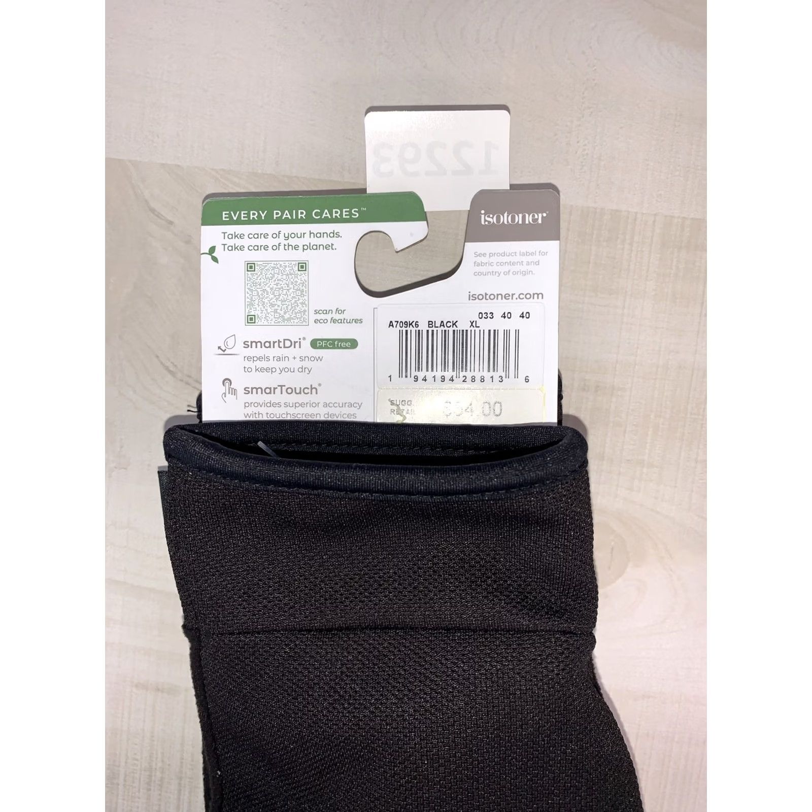 Vintage isotoner Gloves M EN XL Black Winter NWT-12293 Size ONE SIZE - 3 Thumbnail