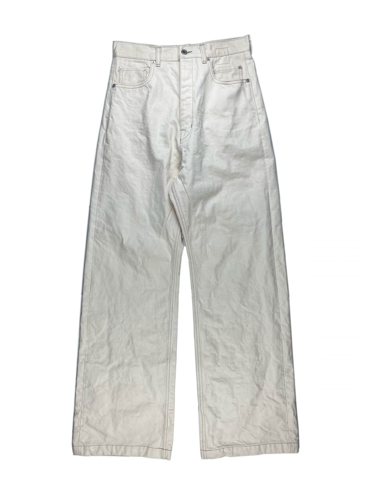 Image of Ss22 Rick Owens Fogachine Runway Geth Denim Jeans Mij in Off White, Men's (Size 30)