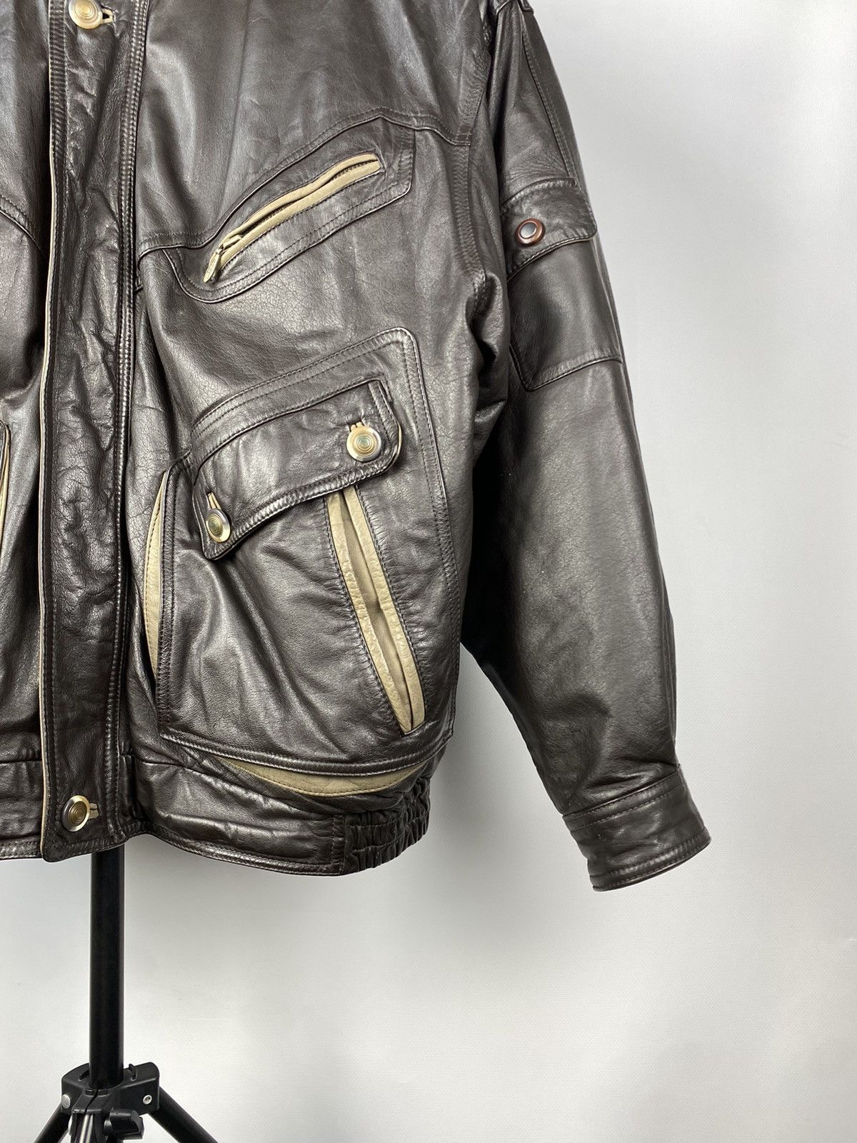 Vintage Vintage Leather Jacket Genuine Leahter bomber Moto Oldmoney Size US L / EU 52-54 / 3 - 6 Thumbnail