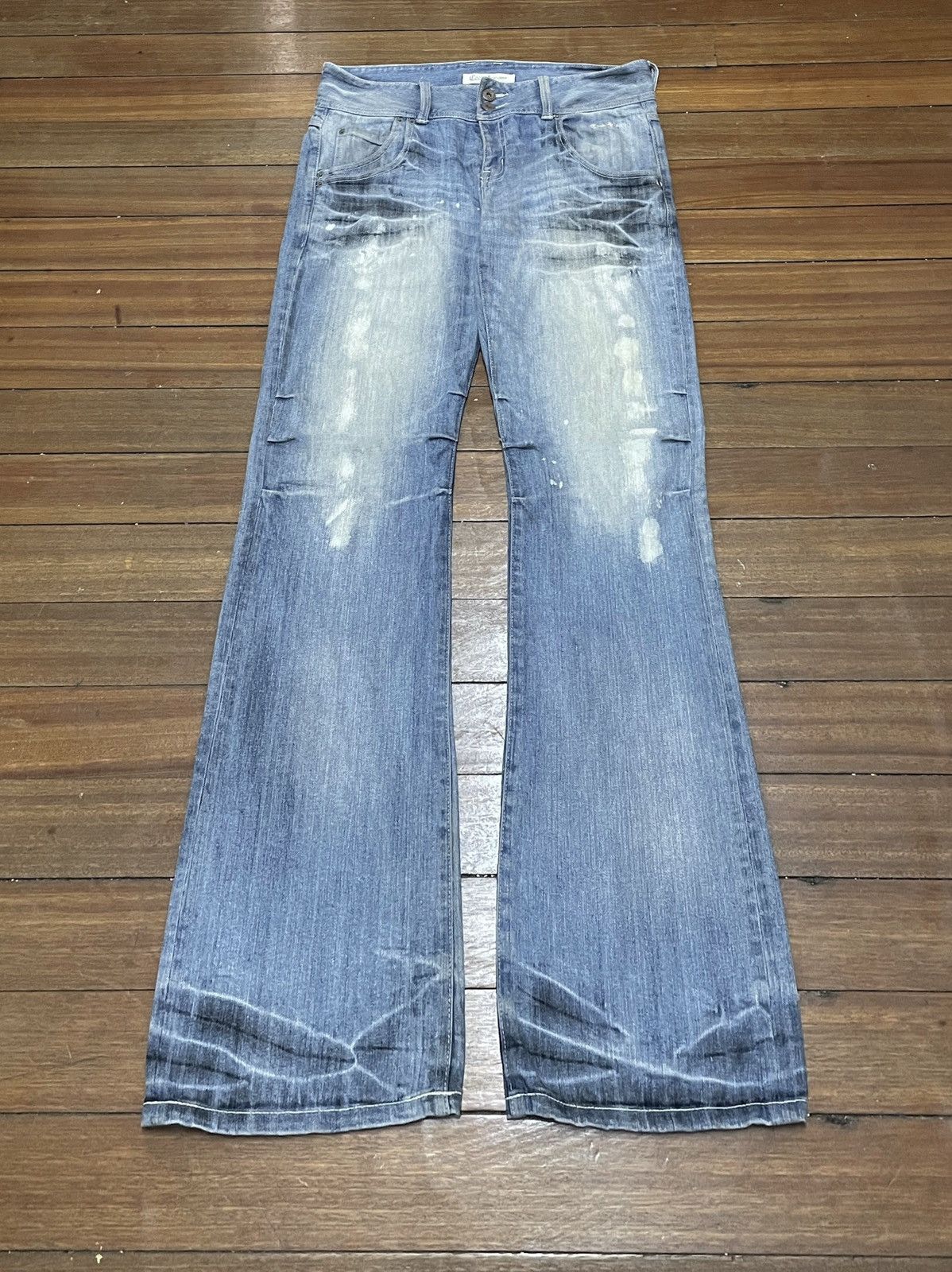 14th Addiction Rare Design Vintage Japanese Brand Cook Flared Jeans 1990s Size US 34 / EU 50 - 1 Thumbnail