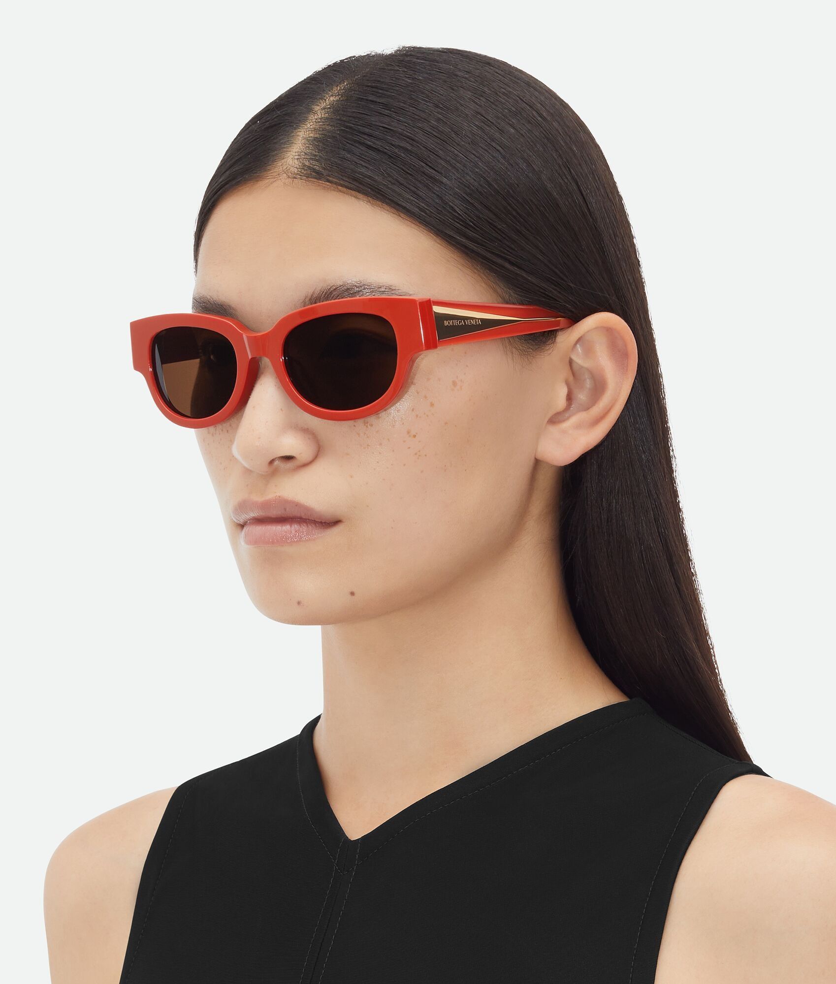 Bottega Veneta o1n1vont0525 Size: OS / Tri-Fold Square Sunglasses in Orange Size ONE SIZE - 4 Thumbnail