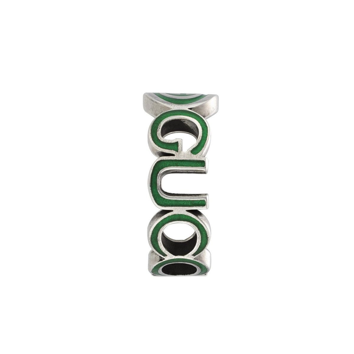 Gucci Gucci Interlocking G Sterling Silver Green Enamel Ring Size ONE SIZE - 4 Thumbnail