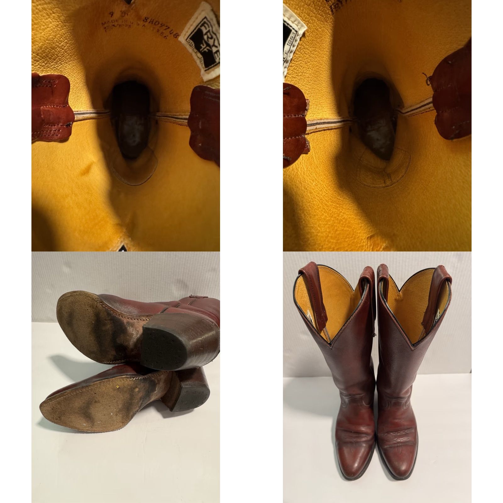 Frye VINTAGE Frye Boots Western Cowboy Leather Made in USA 9D Brown Oxblood Mens Size US 9 / EU 42 - 9 Thumbnail