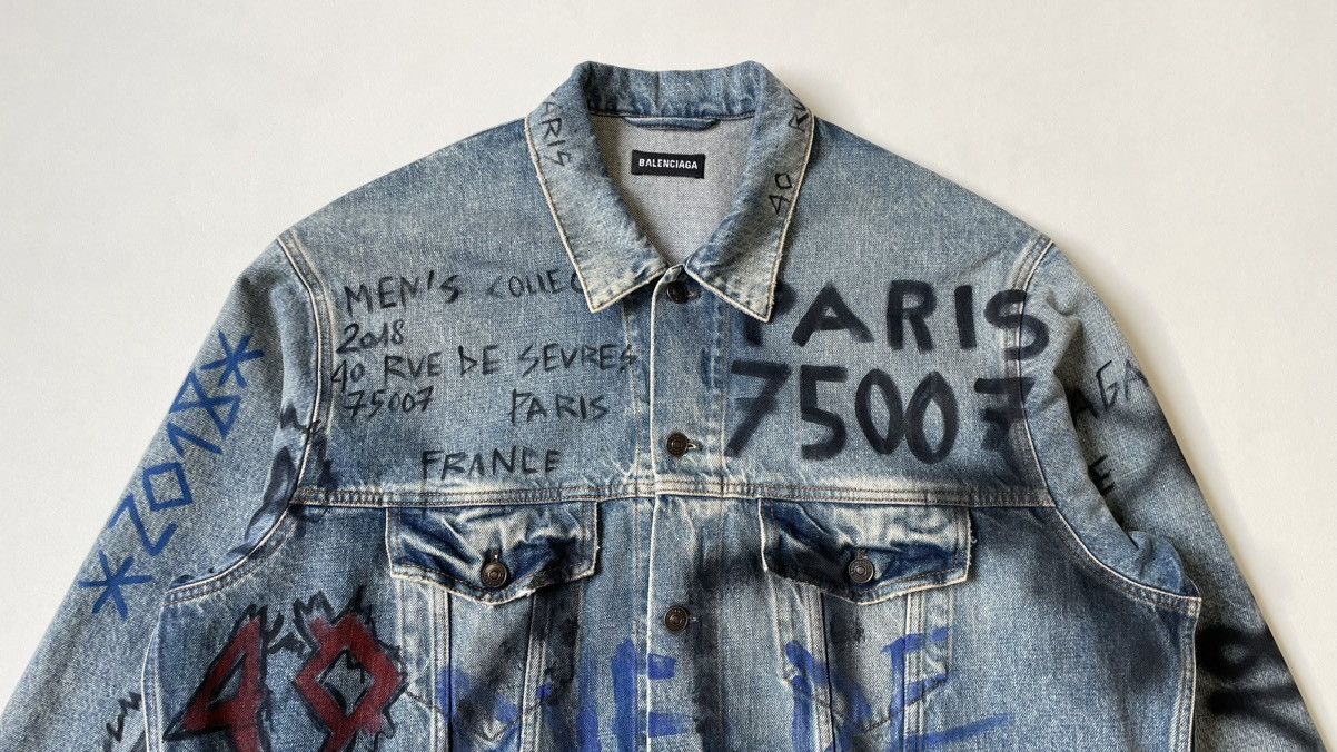 Balenciaga 2018 ‘Grafitti’ Denim Jacket Size US M / EU 48-50 / 2 - 2 Thumbnail