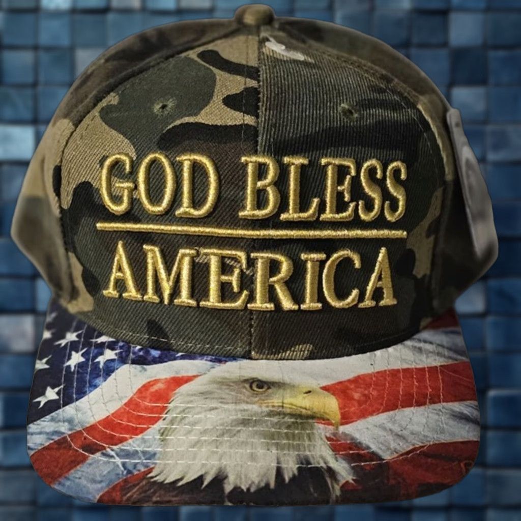 Vintage GOD BLESS AMERICA EAGLE FLAG USA PATRIOTIC BIRD SNAPBACK BASEBALL CAP CAMO USA PATRIOTIC BIRD SNAPBACK BASEBALL CAP CAMO GOD BLESS AMERICA EAGLE FLAG Size ONE SIZE - 1 Thumbnail