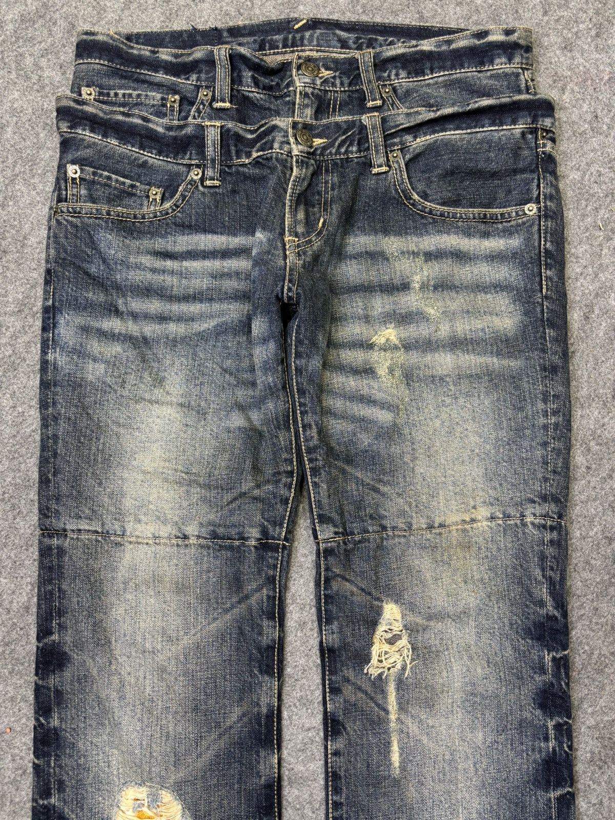 PPFM PPFM Double Waist Rust Wash Distressed Denim F778 Size US 32 / EU 48 - 3 Thumbnail
