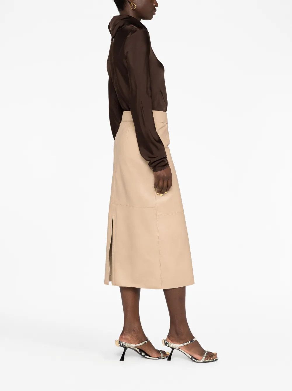 Jil Sander o1y1025 Long Sleeves Blouse in Dark Brown Size S / US 4 / IT 40 - 3 Thumbnail