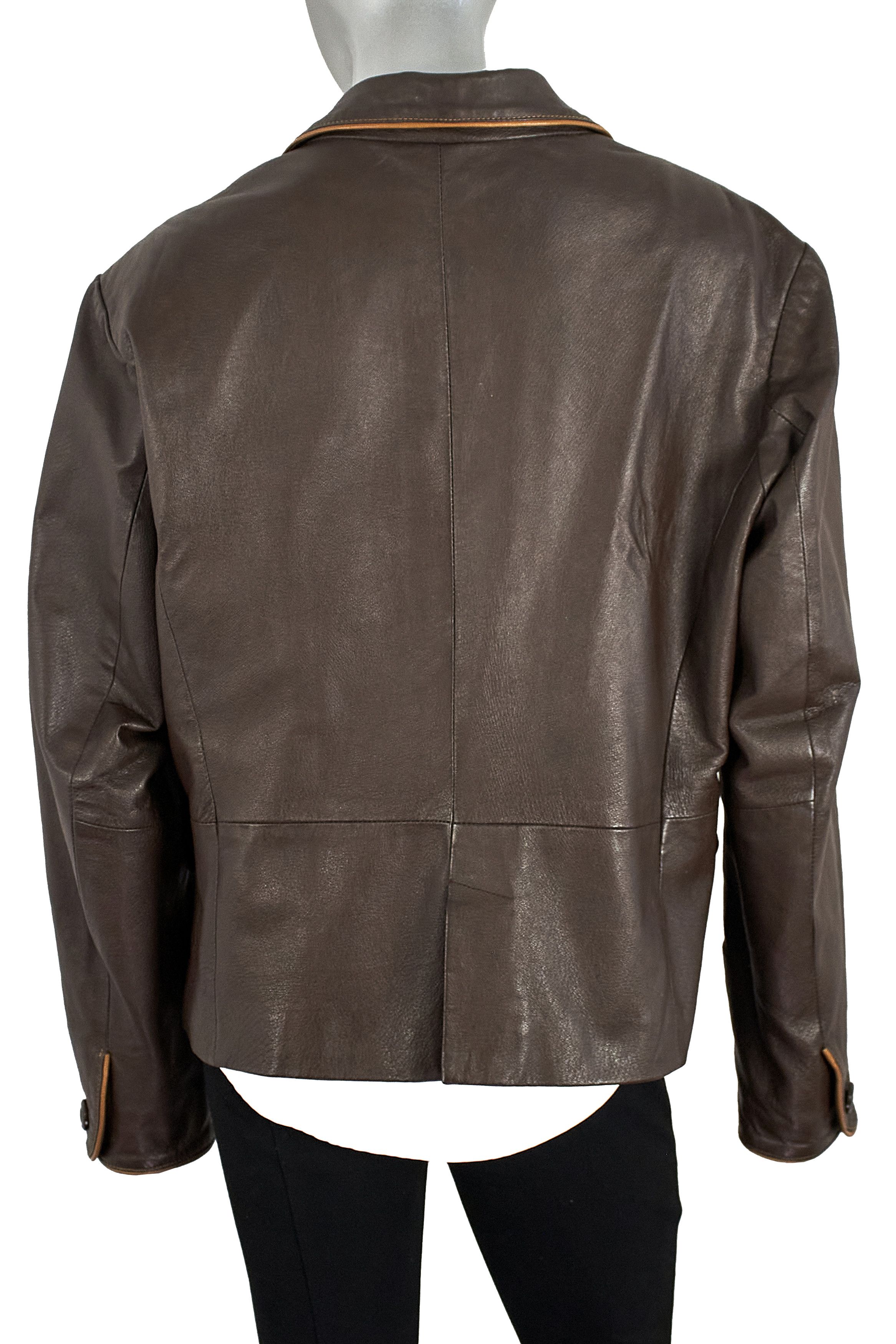 Vintage Vintage Brown Leather Blazer Jacket Made in England Size XL / US 12-14 / IT 48-50 - 7 Thumbnail