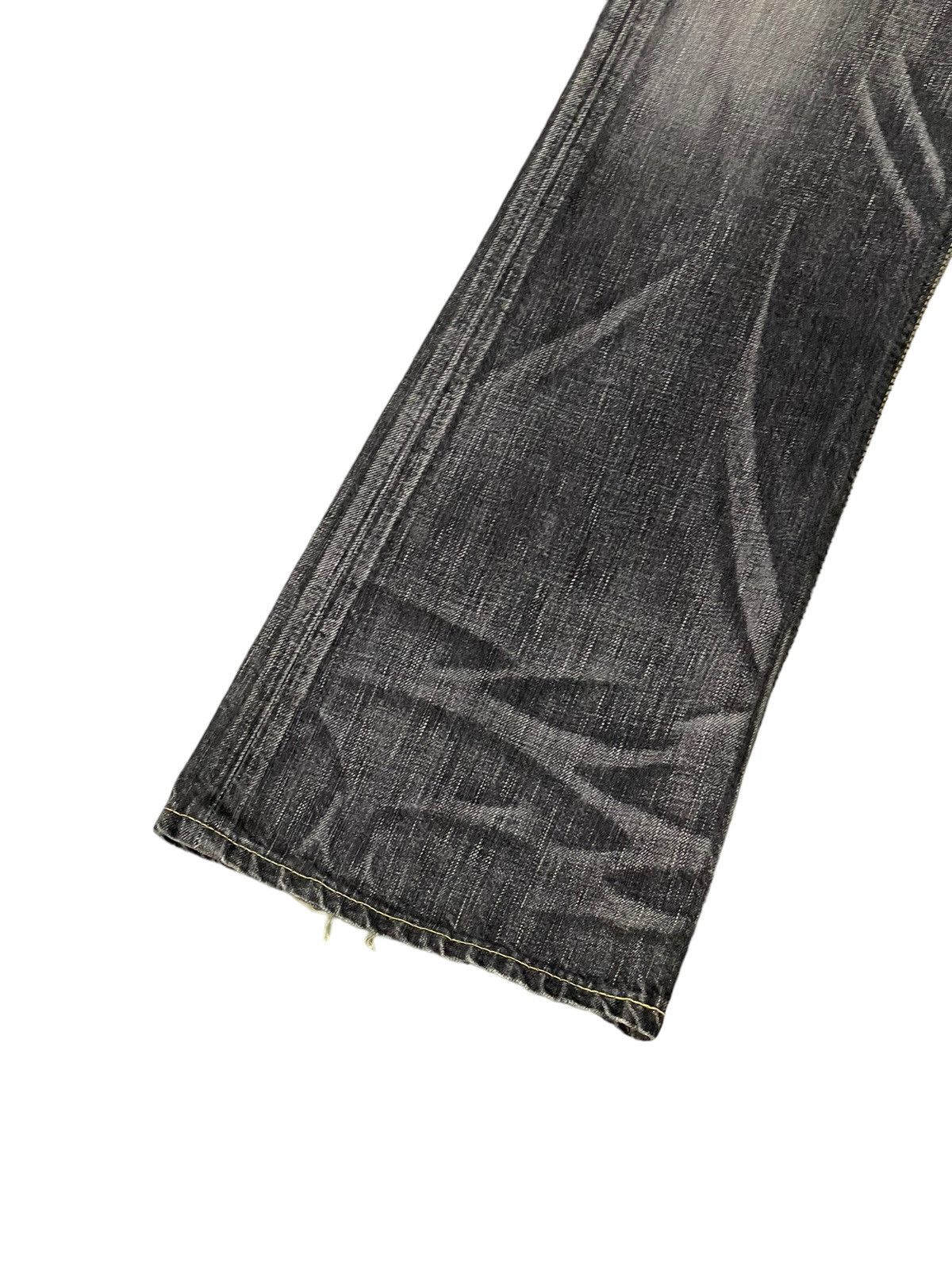 Japanese Brand Flare Jeans Edwin Japan Faded Black Distress Boot Cut 8🟦2 Size US 33 - 5 Thumbnail