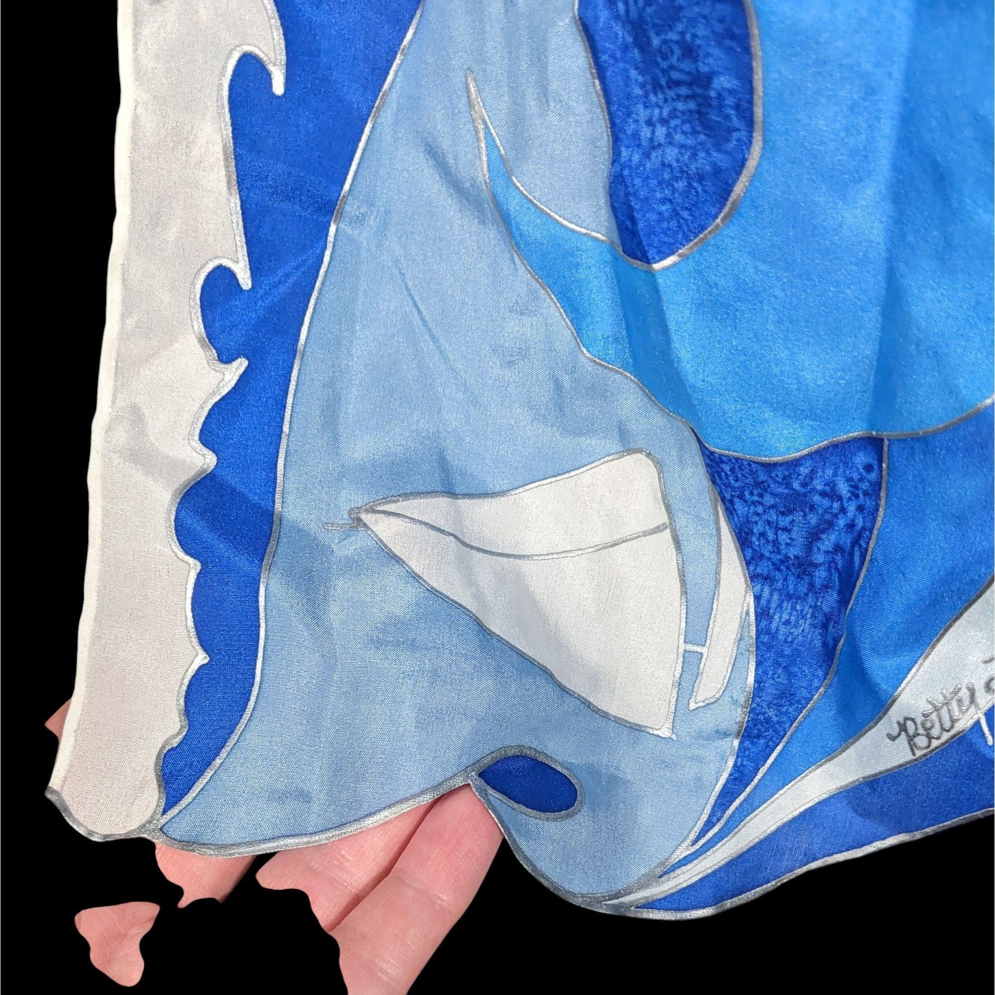 Other Vintage Hand Painted Betty Lanthrope Nautical Scarf Size ONE SIZE - 4 Thumbnail