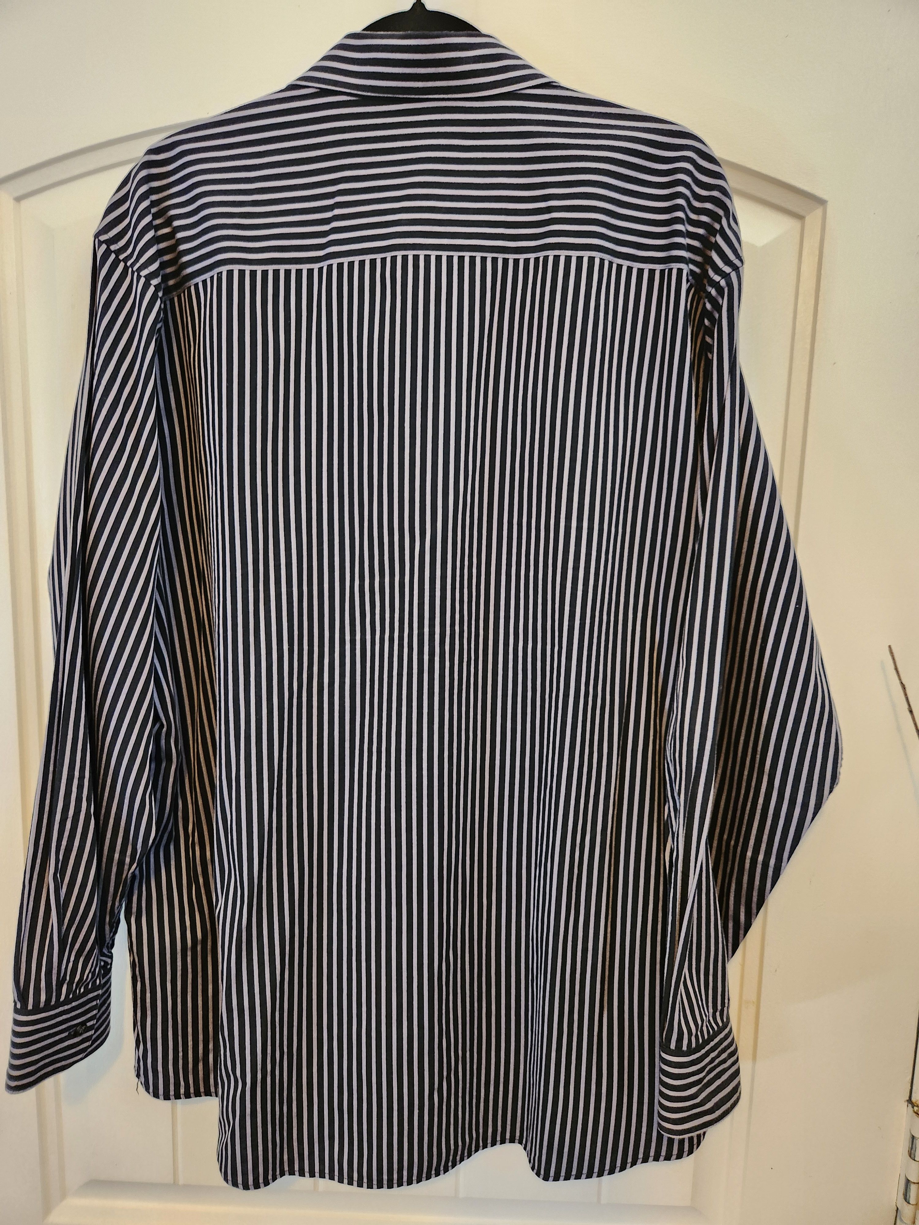 Alfani 100% Cotton Black and Gray Striped Long Sleeve Shirts Size US XL / EU 56 / 4 - 2 Thumbnail