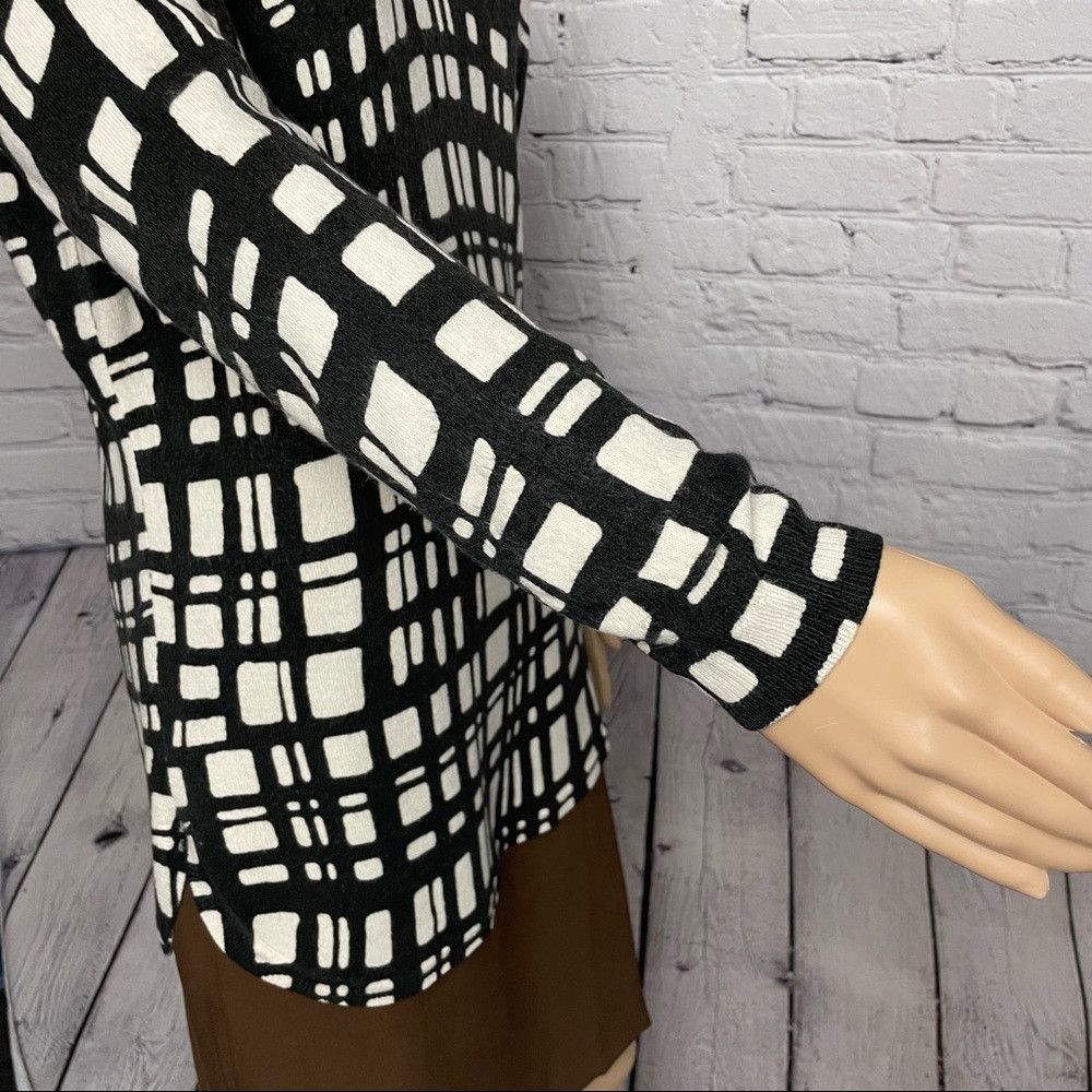 Renuar New Renuar Black White Geometrical Pattern Sweater Tunic Si Size XS / US 0-2 / IT 36-38 - 5 Thumbnail