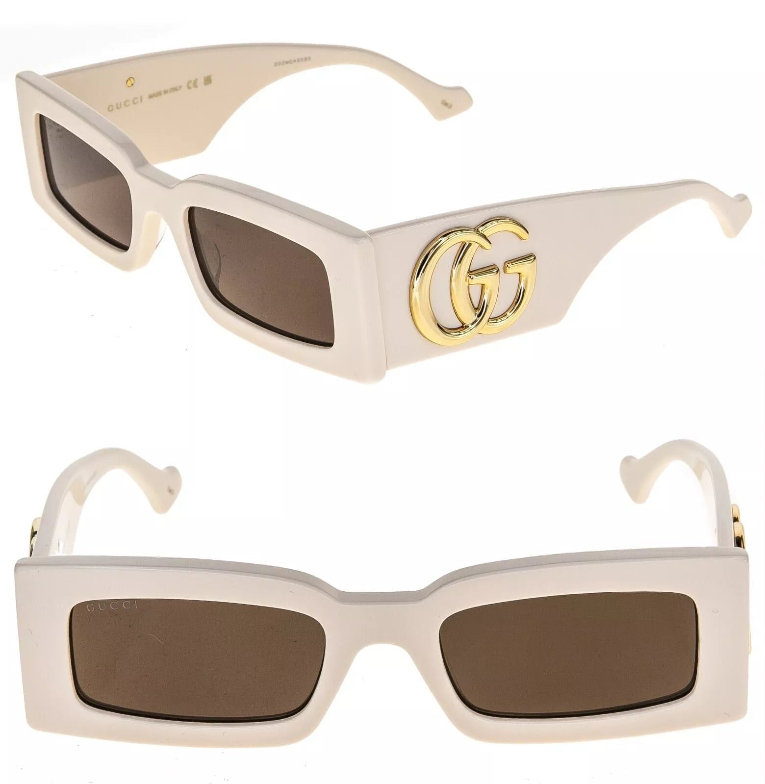 Gucci GUCCI 1425 Ivory Brown Narrow Gg1425S Sunglasses 004 Size ONE SIZE - 1 Thumbnail