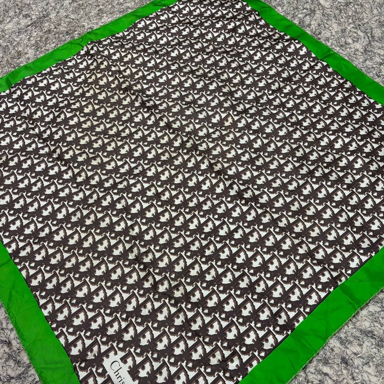 Christian Dior Monsieur Vintage Christian Dior Oblique Monogram Silk Scarf Green Size ONE SIZE - 3 Thumbnail