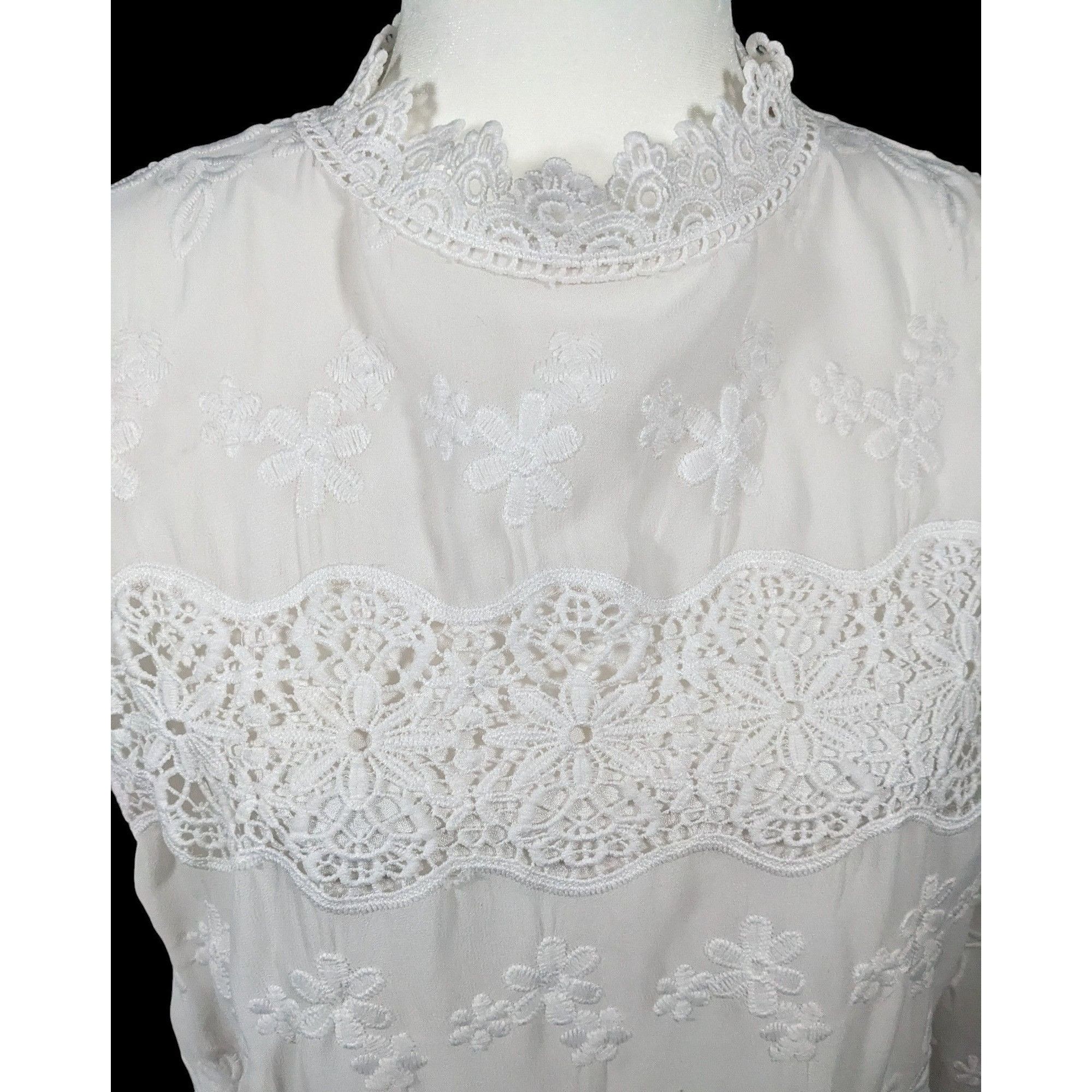 Other Lollipop White Floral Embroidered Vintage Style Top Size Med Size M / US 6-8 / IT 42-44 - 5 Thumbnail