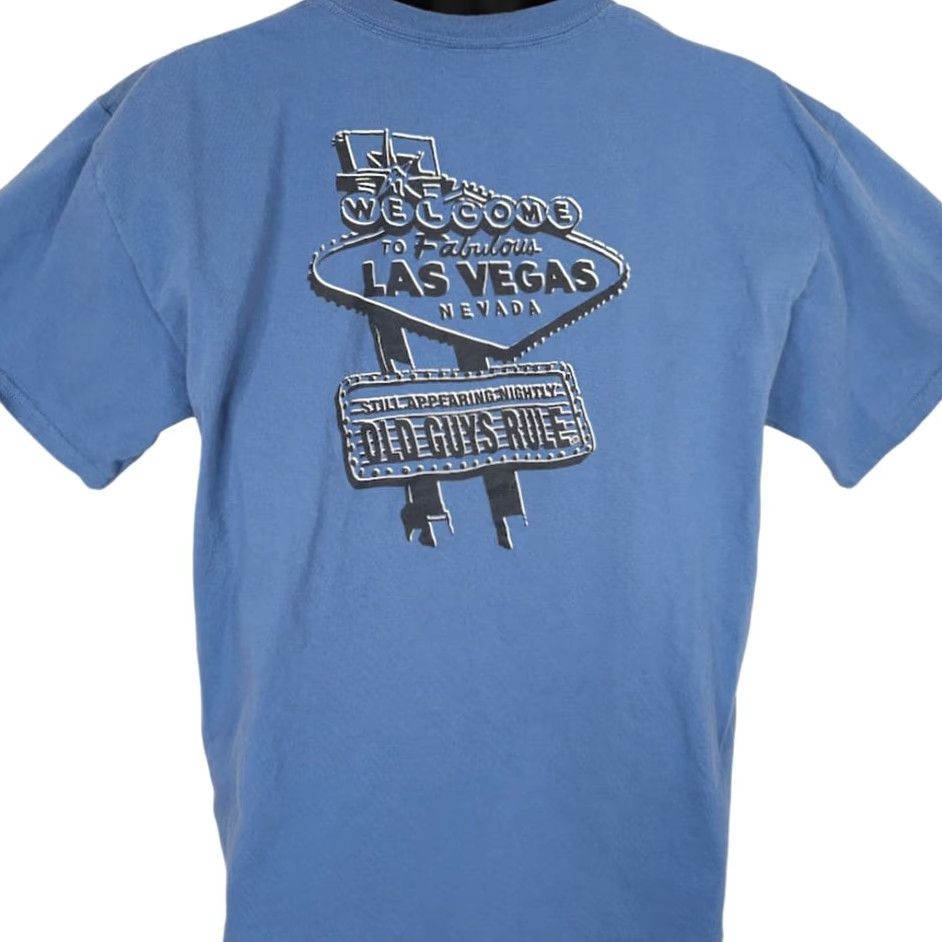 Vintage VINTAGE Old Guys Rule T Shirt Mens Size Large Blue Y2K Las Vegas Destination Shirt Mens Blue Size US L / EU 52-54 / 3 - 4 Thumbnail
