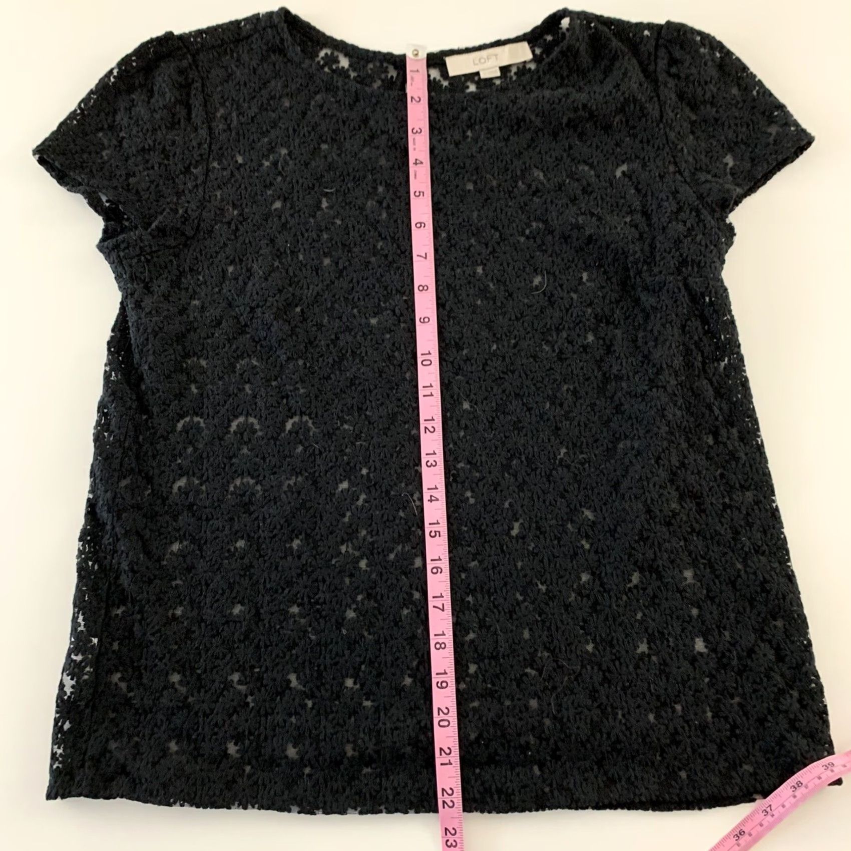 Ann Taylor Ann Taylor Loft Sheer Polk Dot 3/4 Sleeve Top Women's Size S Solid Black Size S / US 4 / IT 40 - 5 Thumbnail