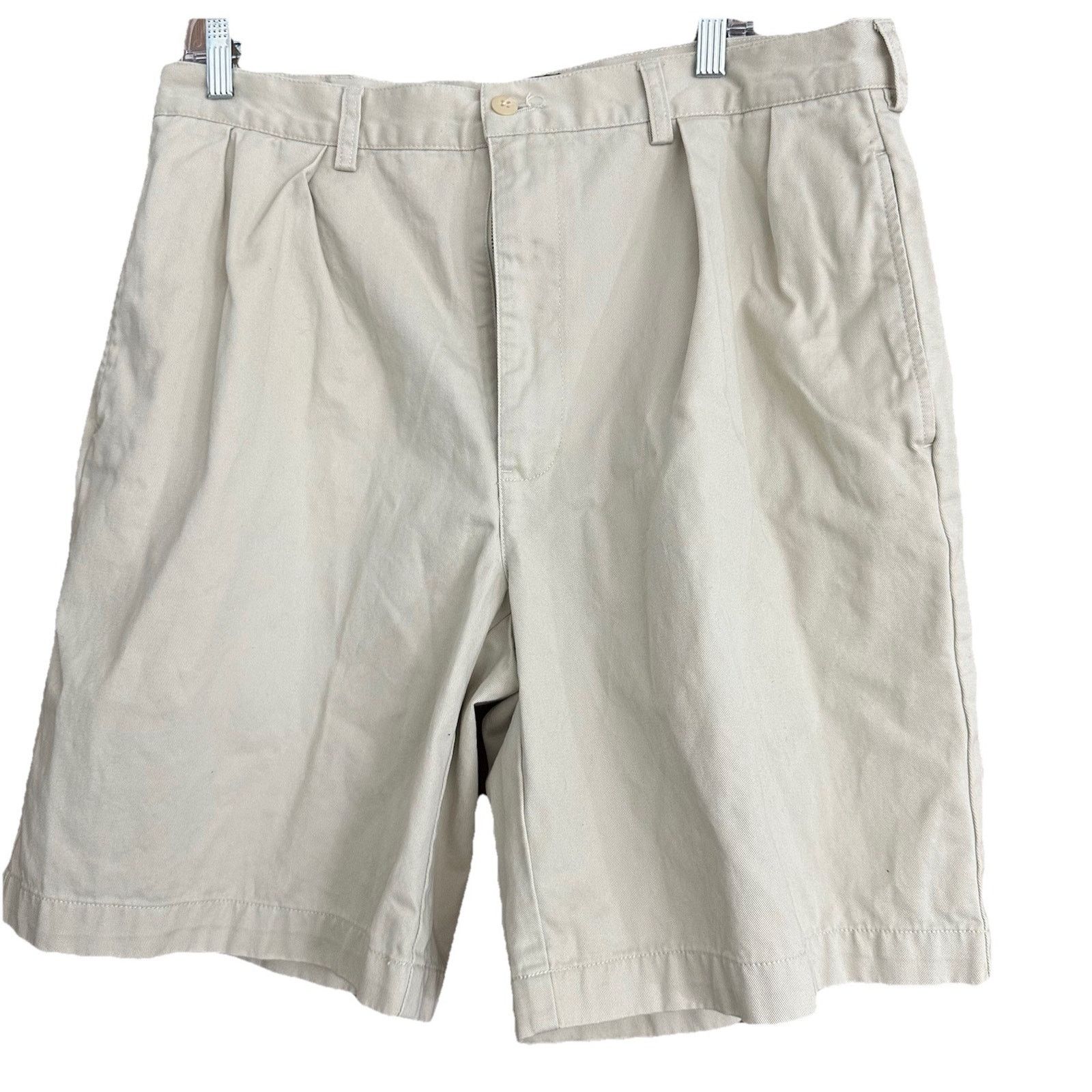 VTG Polo RalphLauren TylerShorts Mens36 Khaki Pleated Front
