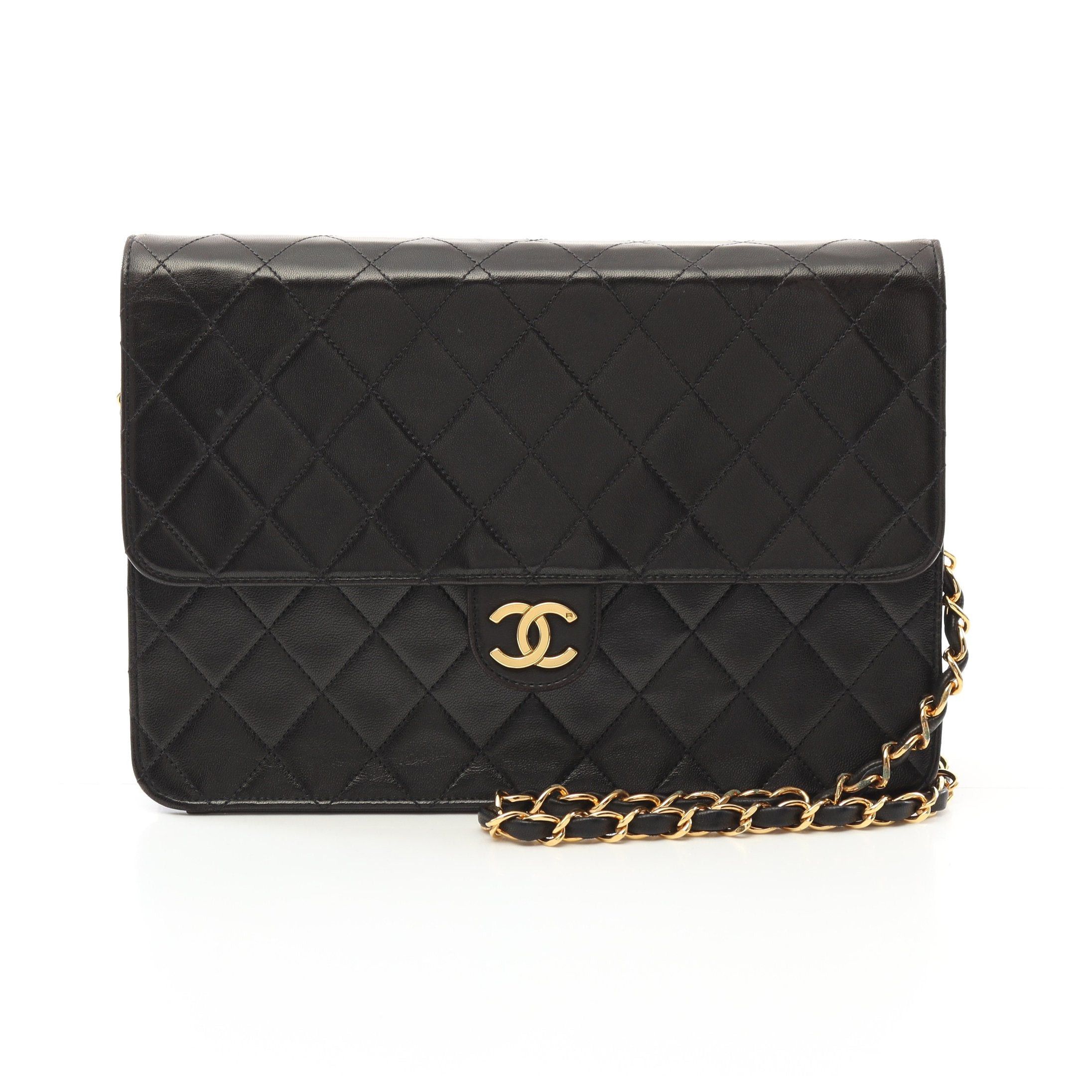 Chanel Chanel Matelasse Chain Shoulder Bag Lambskin Black Gold Hardware Size ONE SIZE - 1 Thumbnail