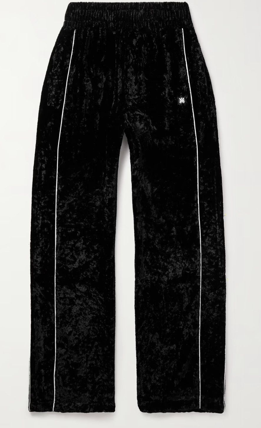 image of Amiri Black Crushed Velvet Track Pants Size Xl, Men's