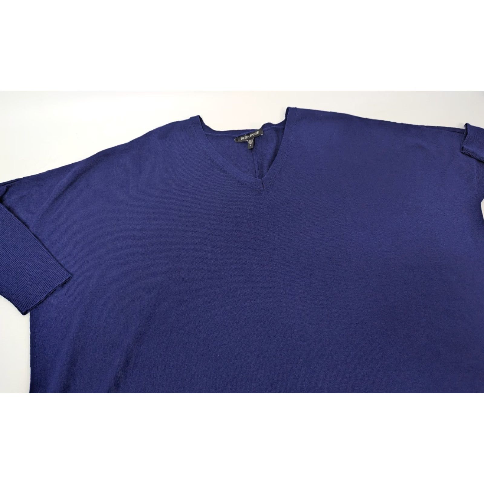 Eileen Fisher Eileen Fisher Oversized Sweater Knit Top Wool Blue S V-Neck Pullover Women Knit Top Casual Size S / US 4 / IT 40 - 3 Thumbnail