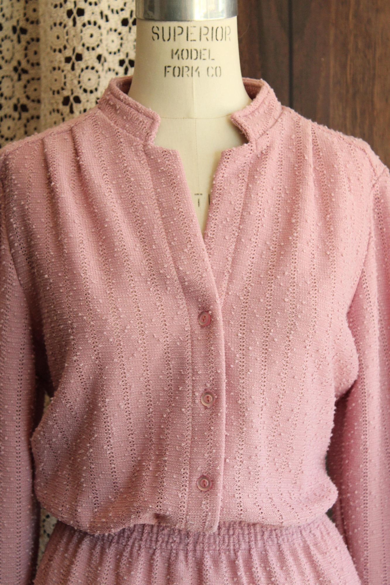 Vintage Vintage 1970s 1980s Dress, Volup Size Sears Pink Knit Sweate Size XL / US 12-14 / IT 48-50 - 3 Thumbnail