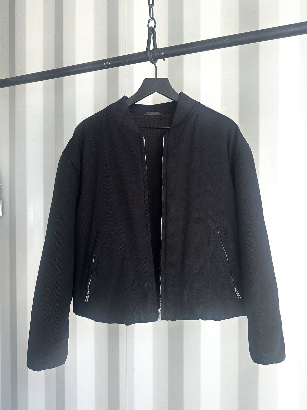 image of Comme Des Garcons Homme x Comme Des Garcons Homme Plus Layered Double Zip Bomber Jacket in Black (S