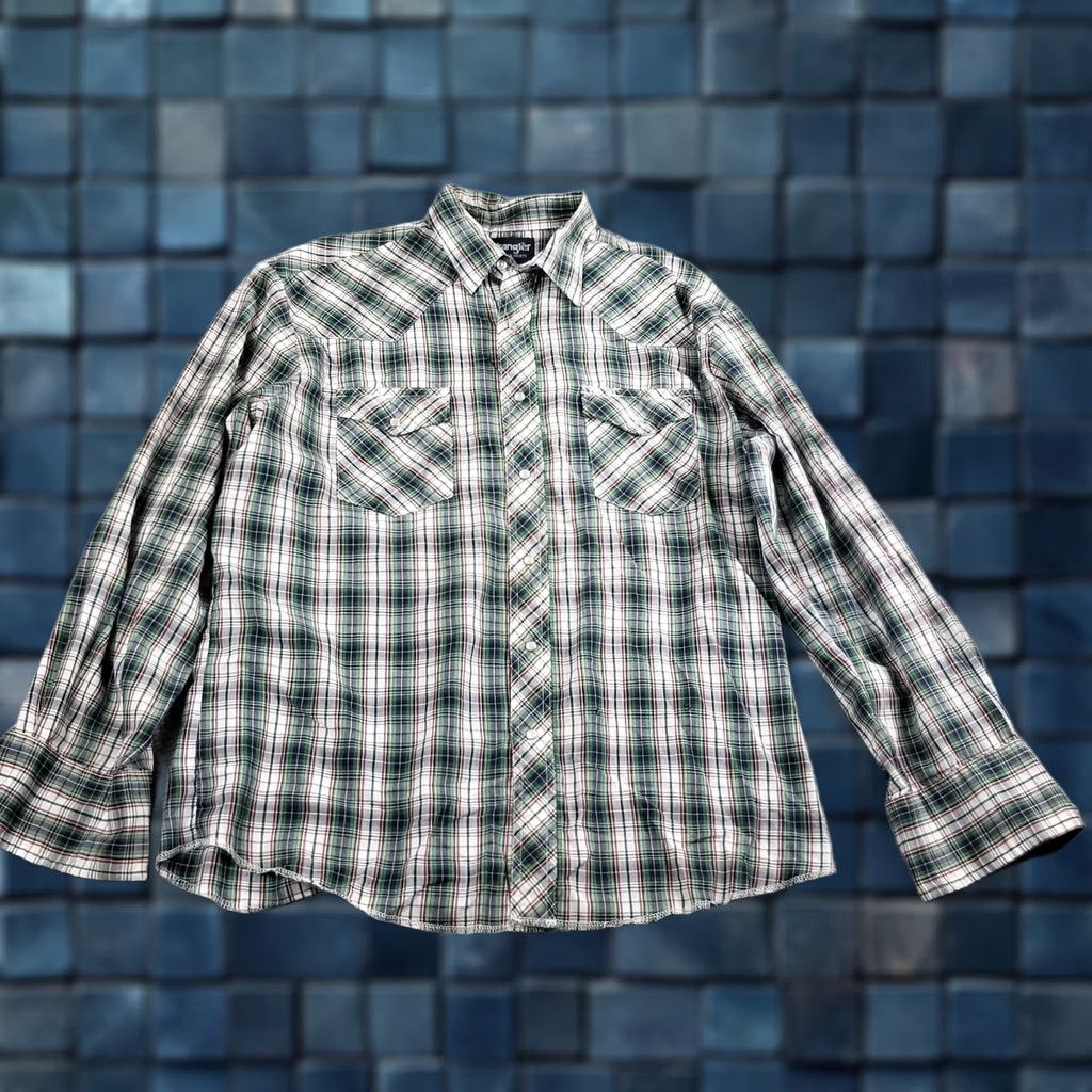 Wrangler VTG Wrangler Shirt Western Striped Button-Up Long Sleeve M L Green Red Cowboy Western Mens Wrangler Shirt Size US L / EU 52-54 / 3 - 1 Thumbnail
