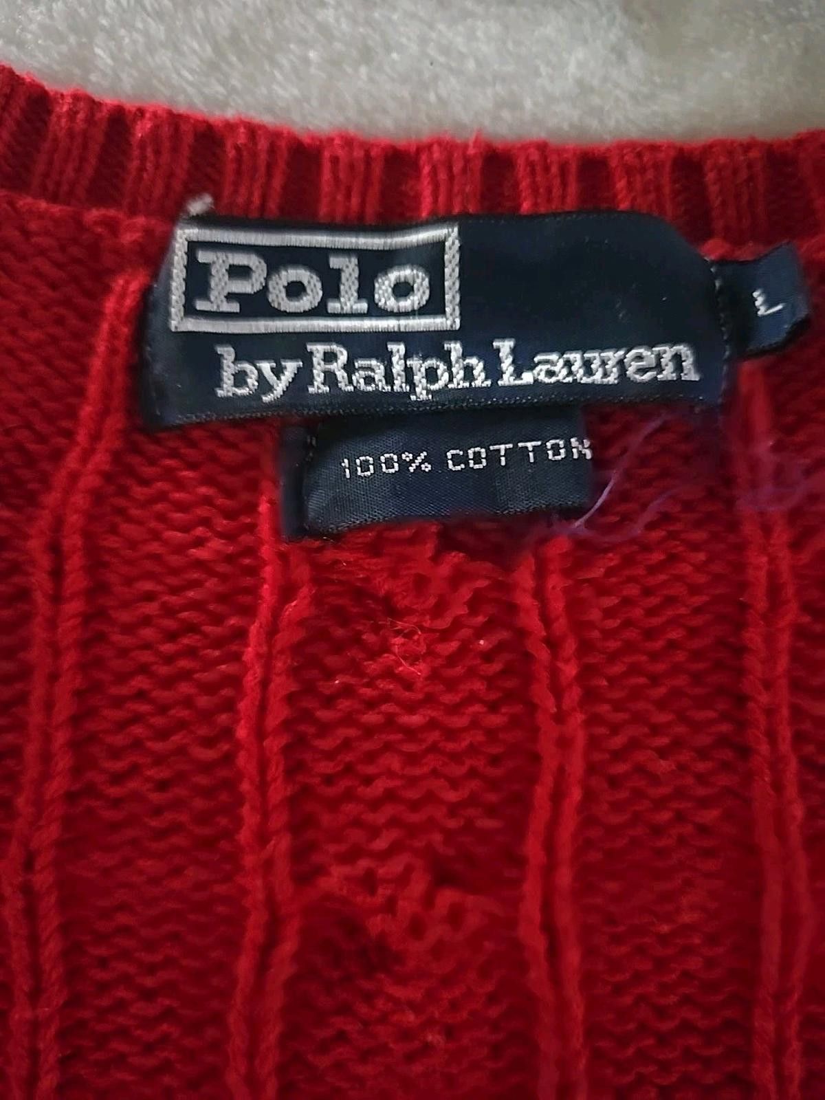 Polo Ralph Lauren Vtg Polo Ralph Lauren Sweater Cable Knit V-Neck Men's Sz L Size US L / EU 52-54 / 3 - 6 Thumbnail