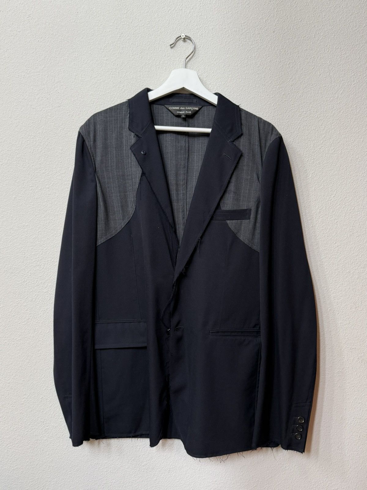 Comme des Garcons Homme Plus Dark navy tropical wool jacket Size US L / EU 52-54 / 3 - 1 Thumbnail