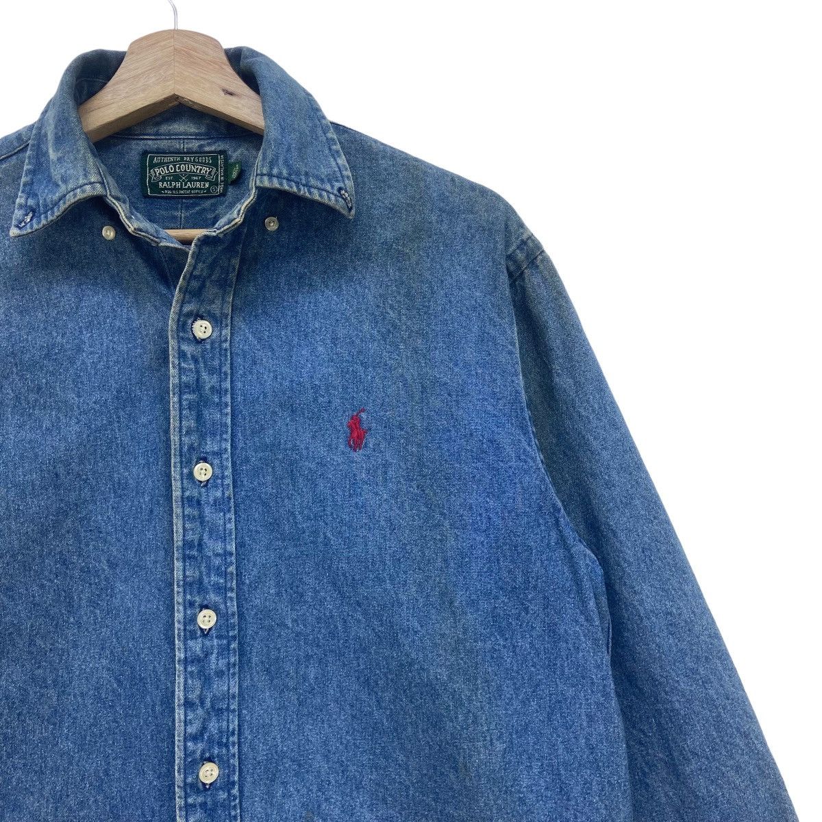 Polo Ralph Lauren × Ralph Lauren × Vintage Vintage Polo Country Ralph Lauren Reg US Pattern Denim Shirt Size US S / EU 44-46 / 1 - 3 Thumbnail