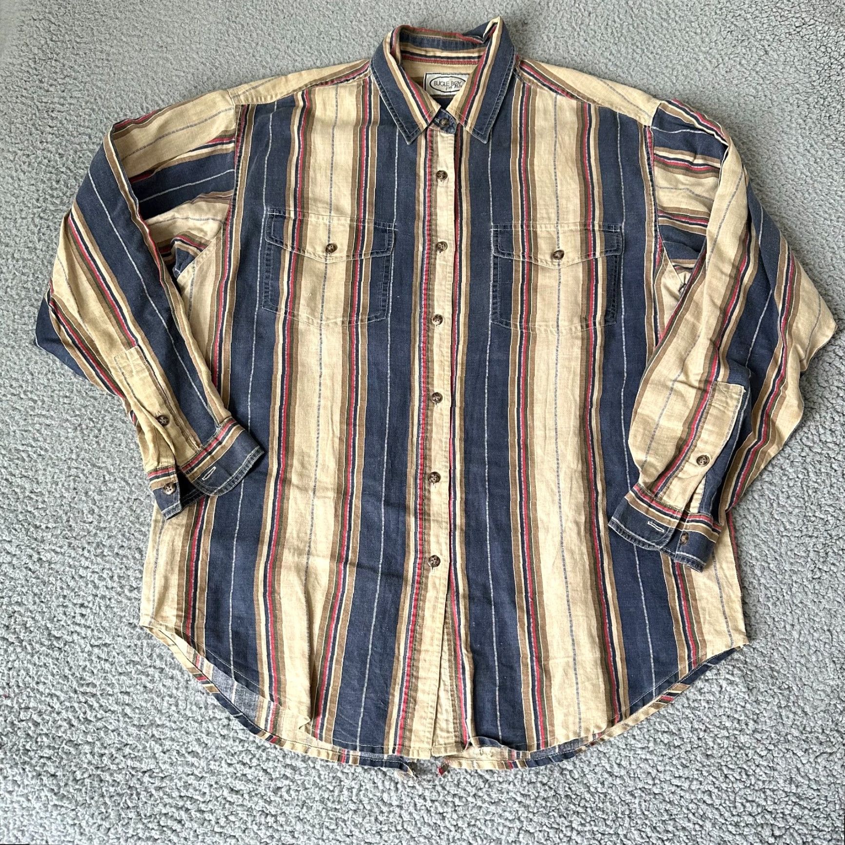 Bugle Boy VINTAGE Bugle Boy Shirt Womens M Blue White Striped Casual Button Up Size M / US 6-8 / IT 42-44 - 2 Thumbnail