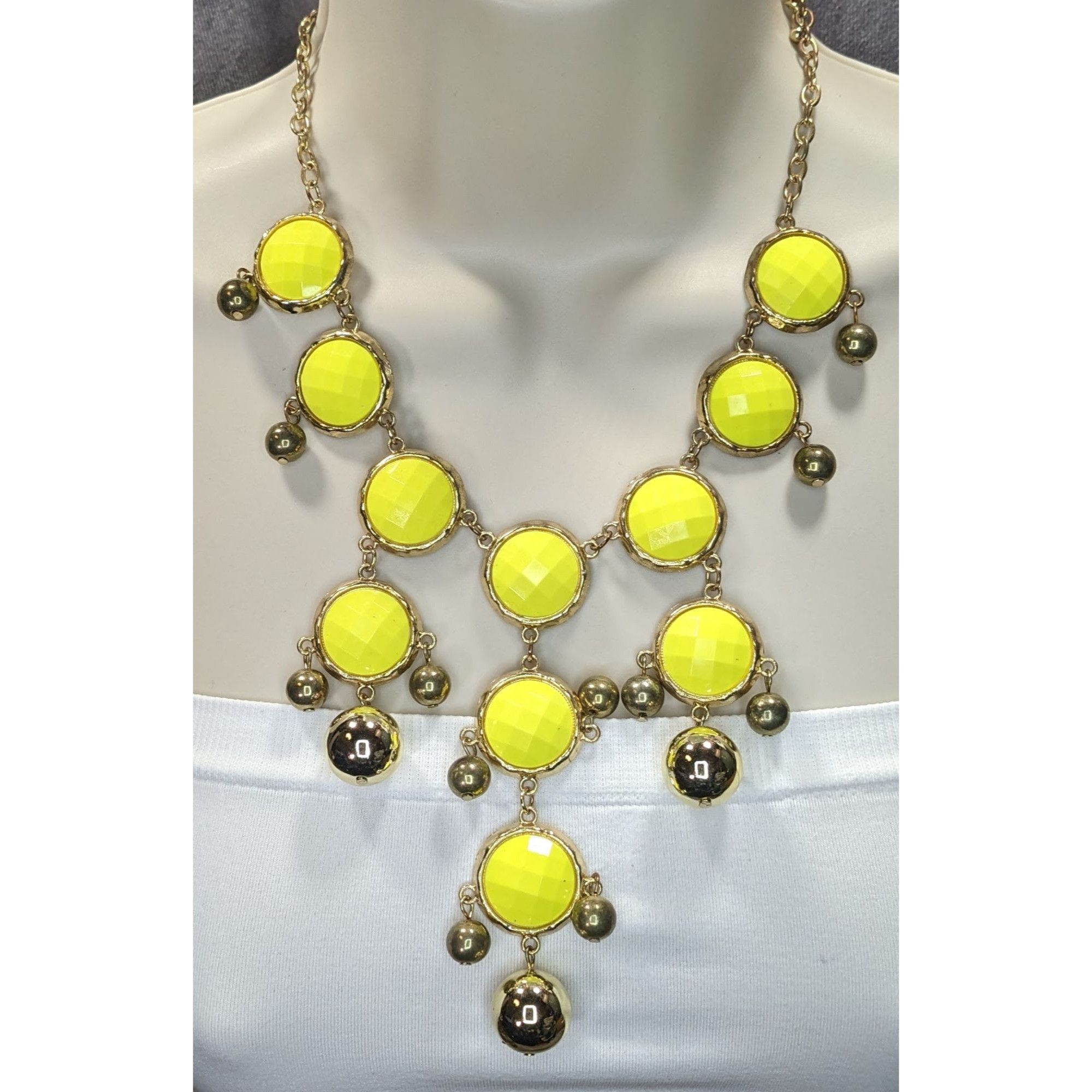 Other Yellow Statement Bubble Bib Necklace With Gold-Tone Accents Size ONE SIZE - 6 Thumbnail