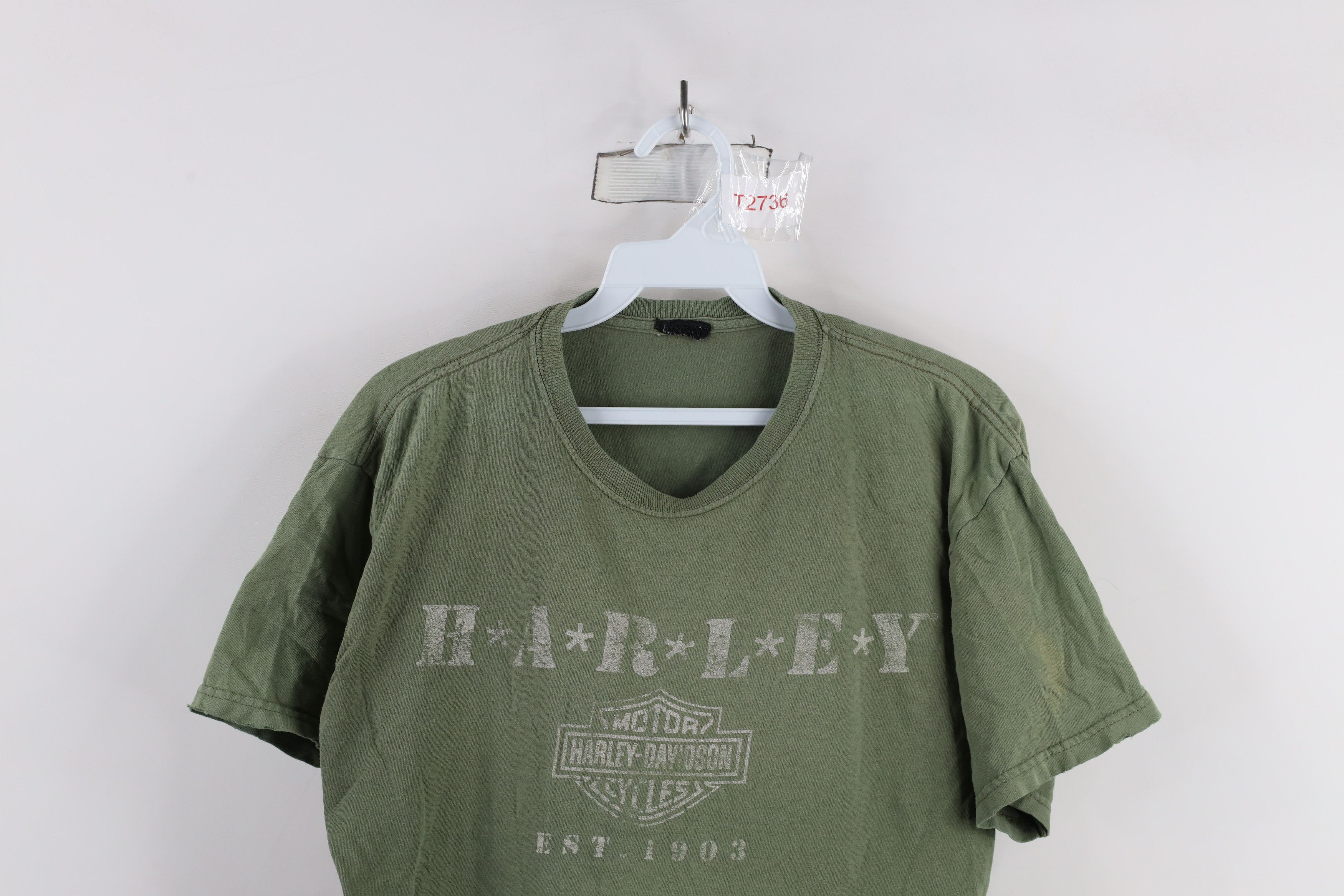 Harley Davidson × Vintage Vintage Harley Davidson Military Style T-Shirt Green Cotton Size US S / EU 44-46 / 1 - 2 Thumbnail