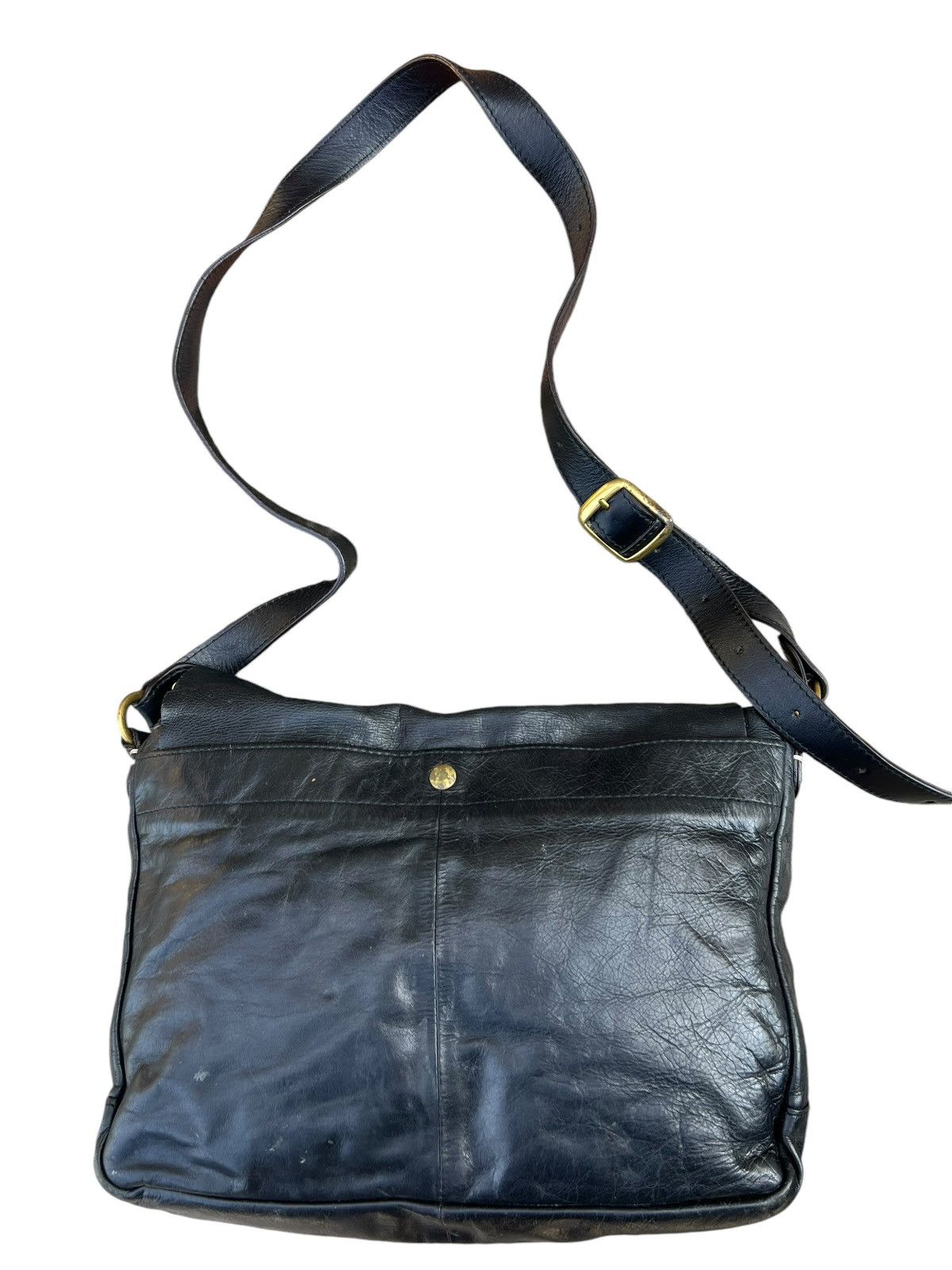 Leather Vintage L.P.P. Japan Patina Black Leather Messenger Bag Size ONE SIZE - 10 Thumbnail