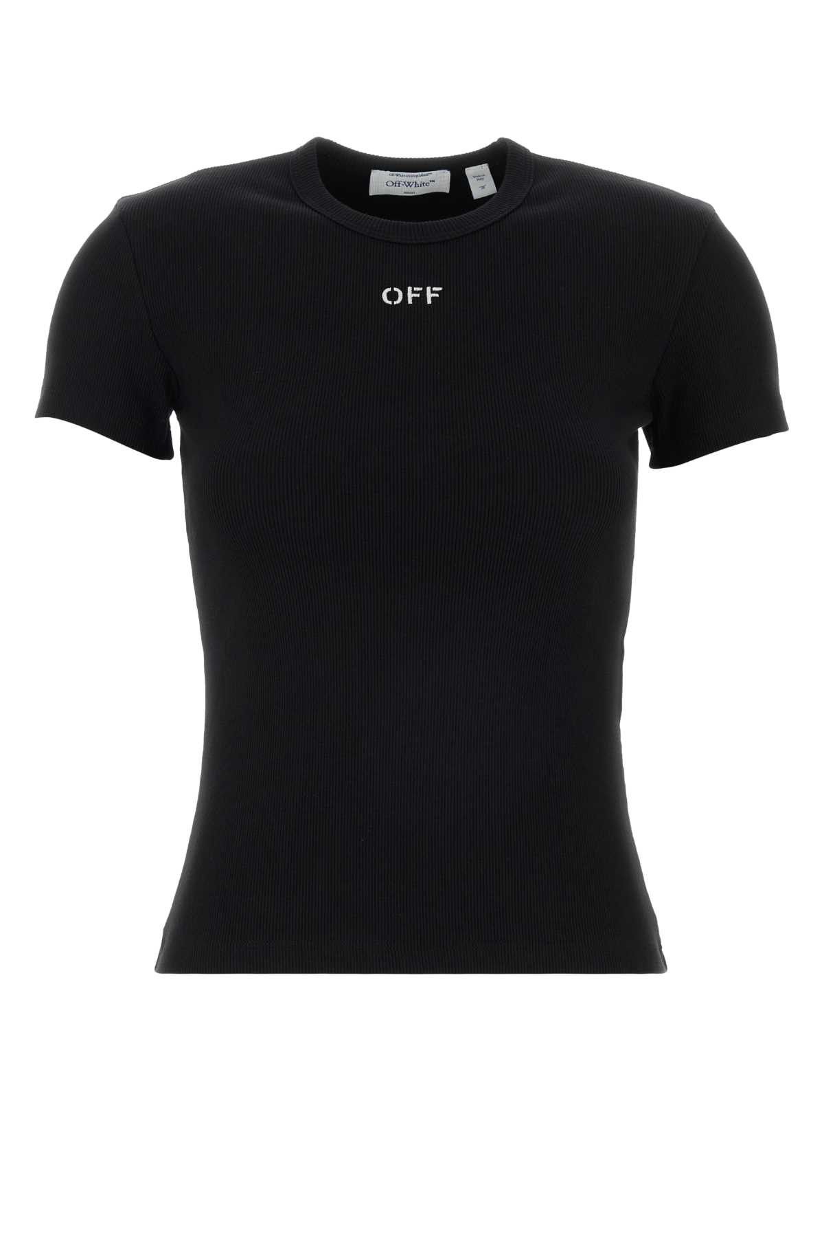 Off-White Black Stretch Cotton T-Shirt Size M / US 6-8 / IT 42-44 - 1 Thumbnail