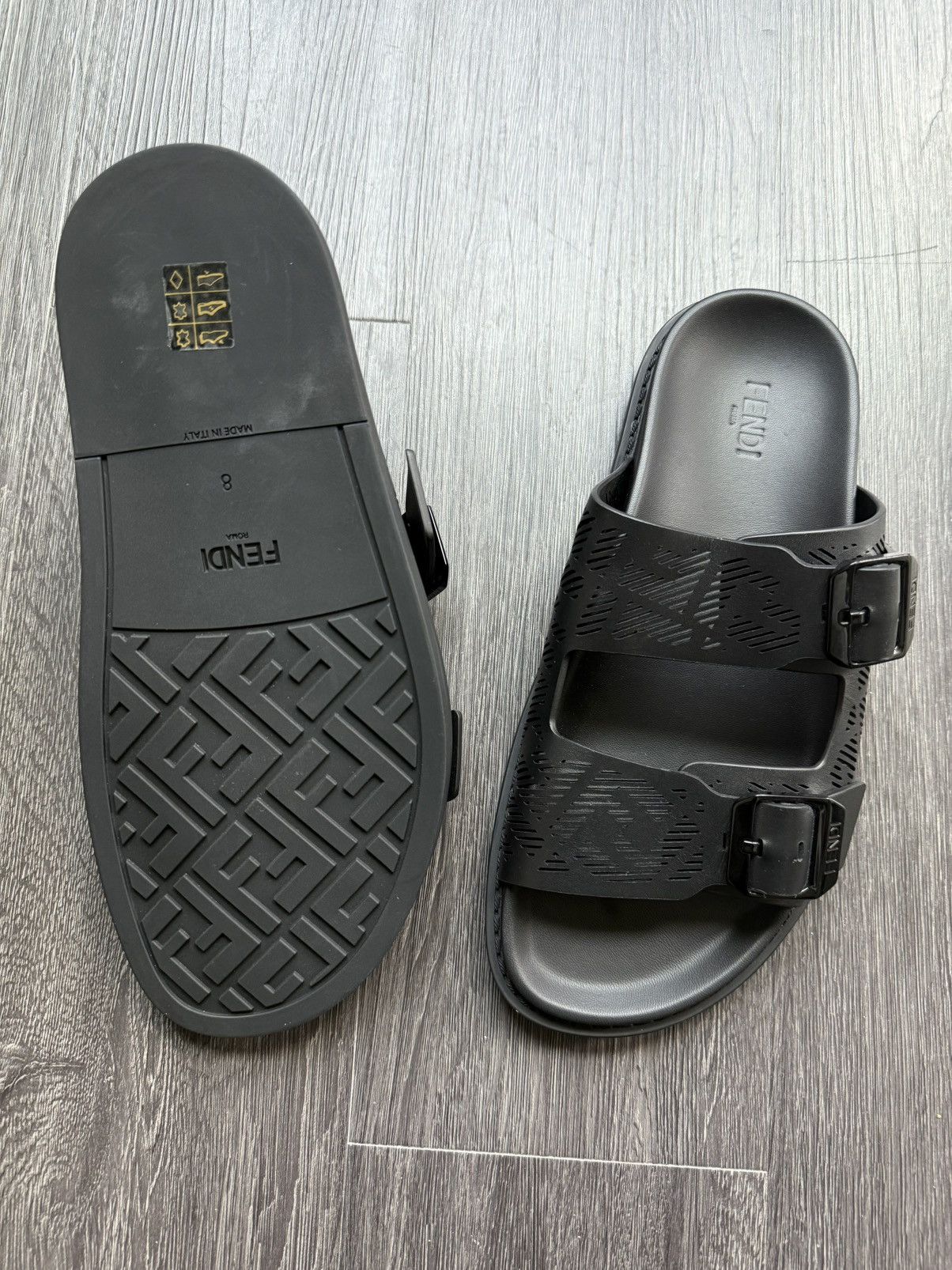 Fendi Fendi Nero Leather Logo Sandals Size US 8 / EU 41 - 5 Thumbnail
