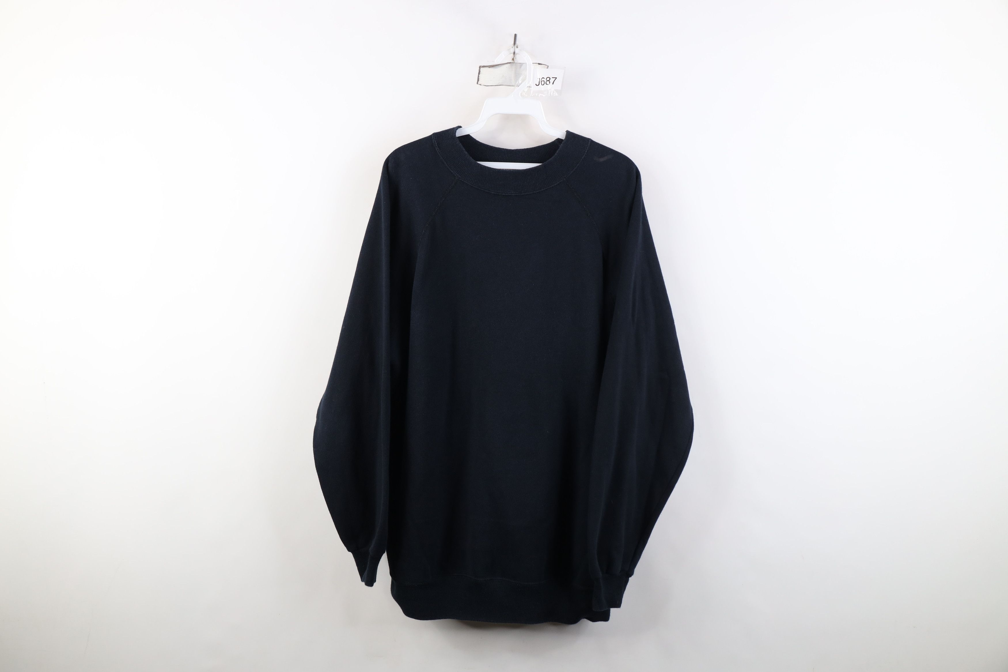 Vintage Vintage 90s Streetwear Blank Crewneck Sweatshirt Black USA Size XL / US 12-14 / IT 48-50 - 1 Thumbnail