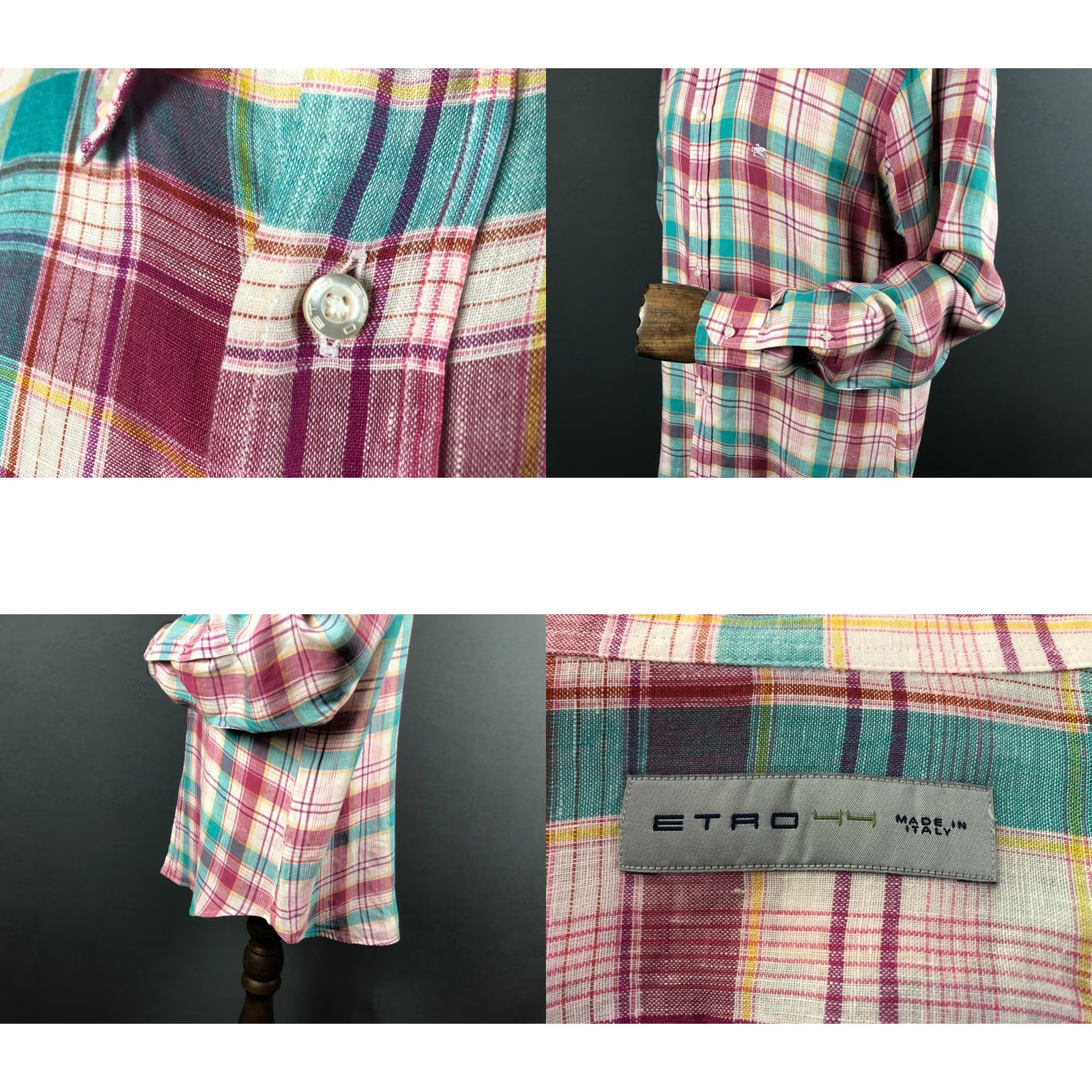 Etro ETRO Men's Long Sleeve Shirt Multicolor Linen Check Size 44 Casual Button-Up Size US XXL / EU 58 / 5 - 8 Thumbnail