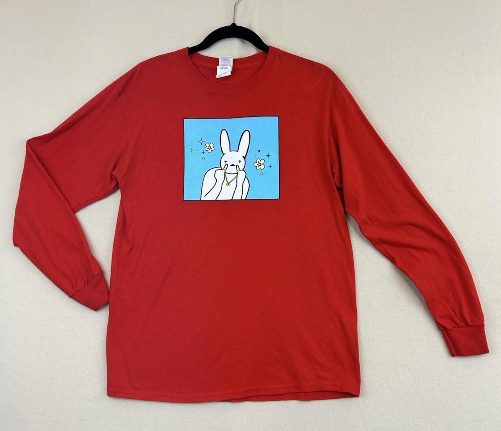 Gildan Bad Bunny Pop Cartoon Long-Sleeve Hot Topic T-Shirt Sz Med Size US M / EU 48-50 / 2 - 2 Thumbnail