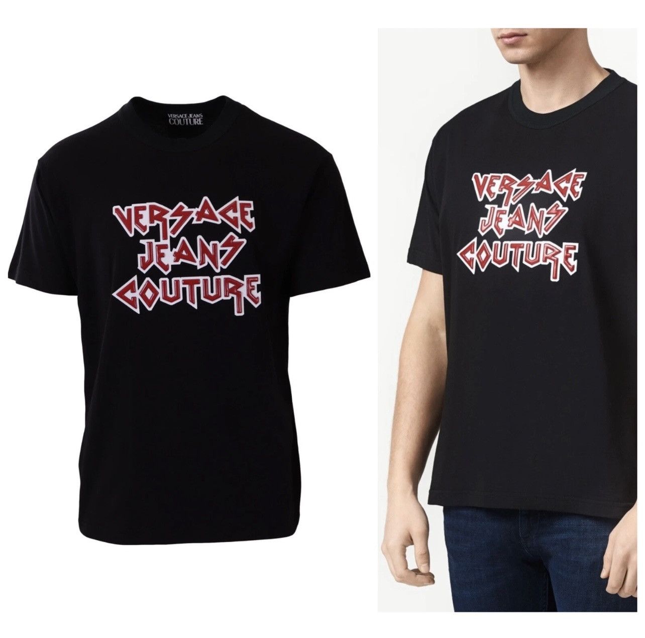 Versace Versace Rock Logo Black Crew Neck Tee T-Shirt Size US M / EU 48-50 / 2 - 2 Thumbnail