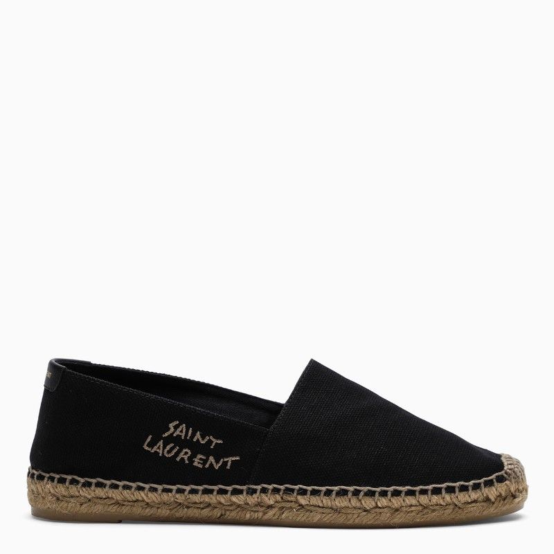 image of Saint Laurent Paris Saint Laurent Black Espadrilles With Logo Lettering Shoes, Women's (Size 8)
