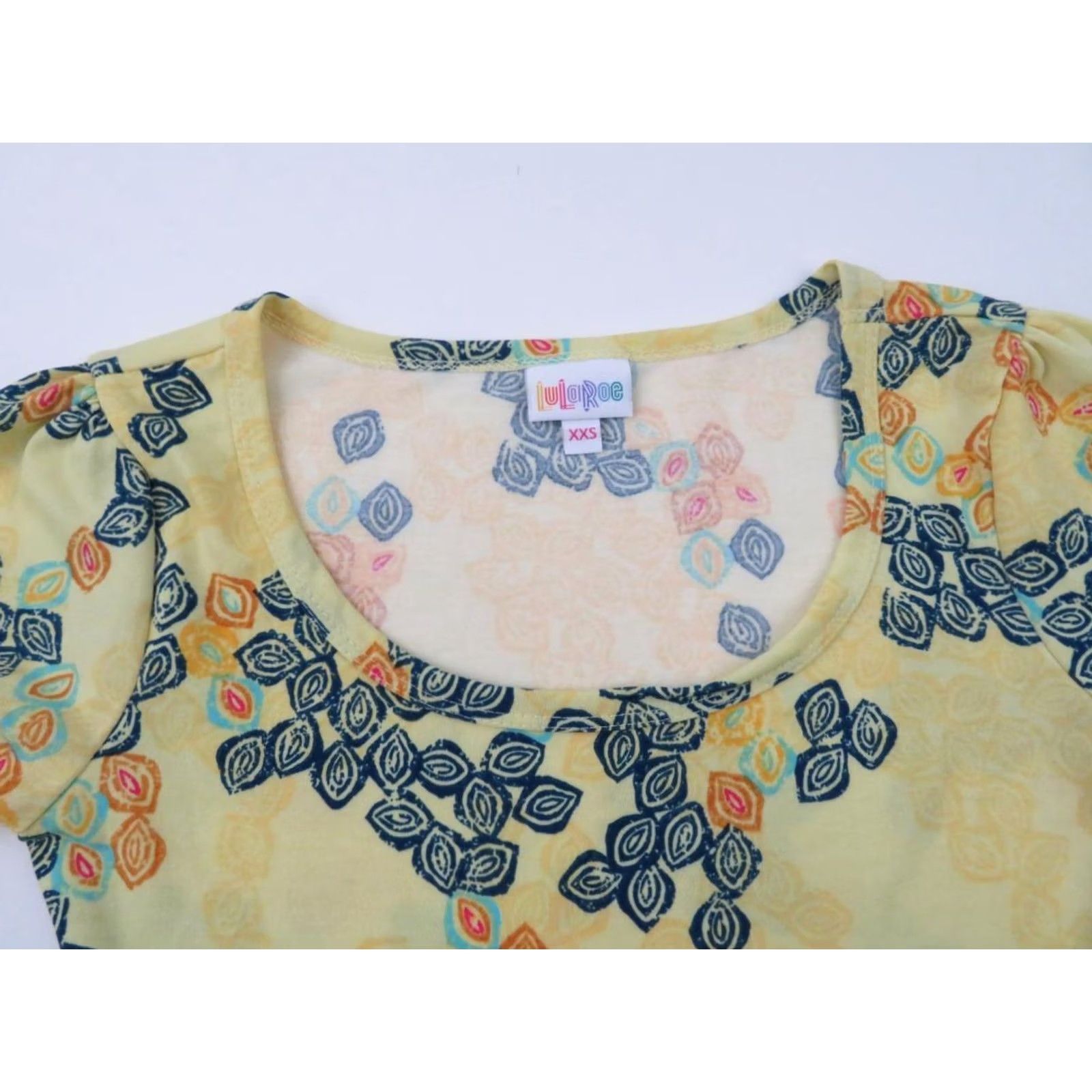 Vintage LuLaRoe Nicole Dress Womens XXS Geometric Yellow Blue Orange 2XS Fit & Flare Knee Length A-Line Casual Shirt? Size XXS / US 00 / IT 34 - 5 Thumbnail