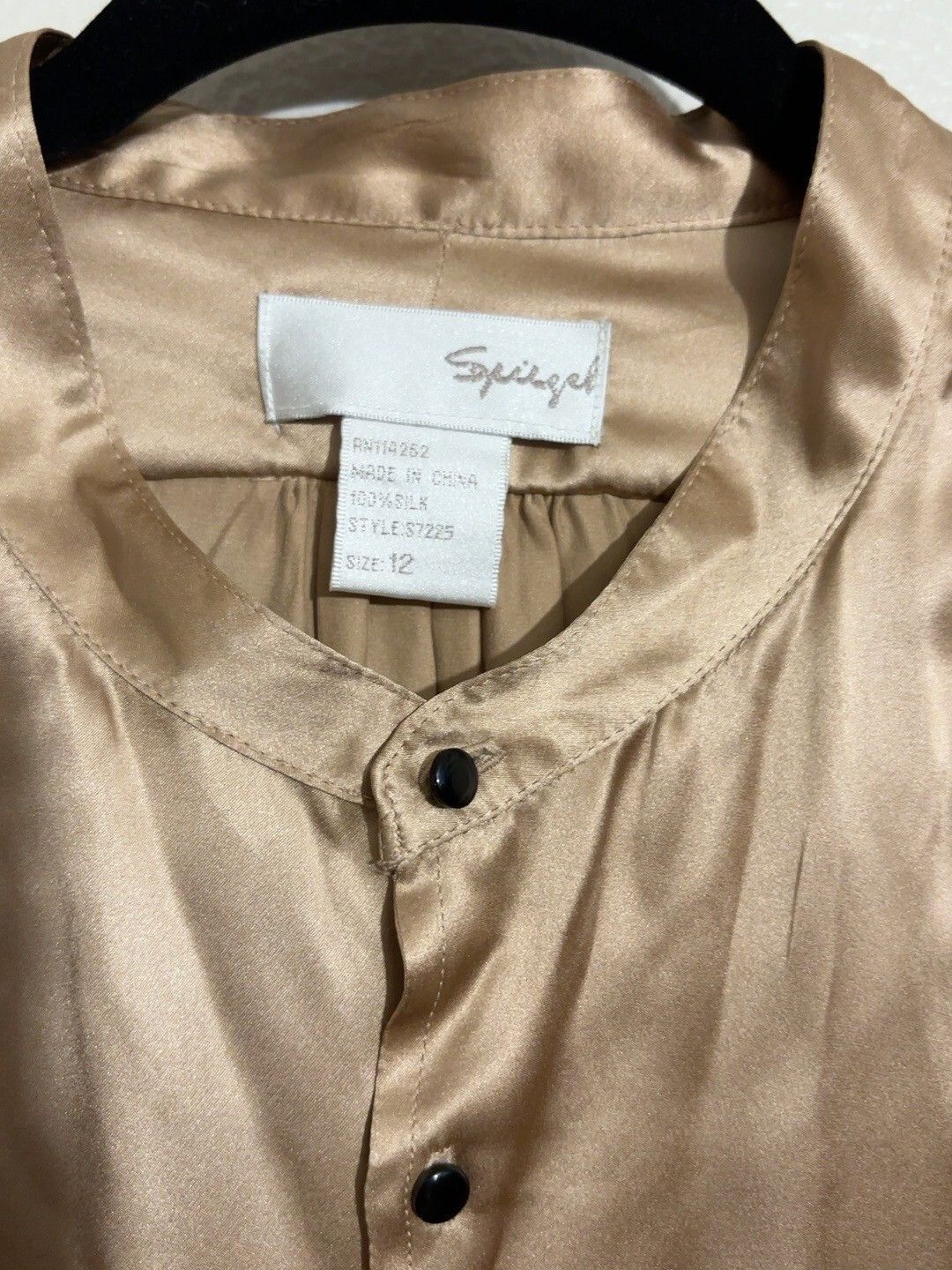 Spiegel Champagne Gold 100% Silk Blouse 12, Women's (Size Xl) — image 3 of 3