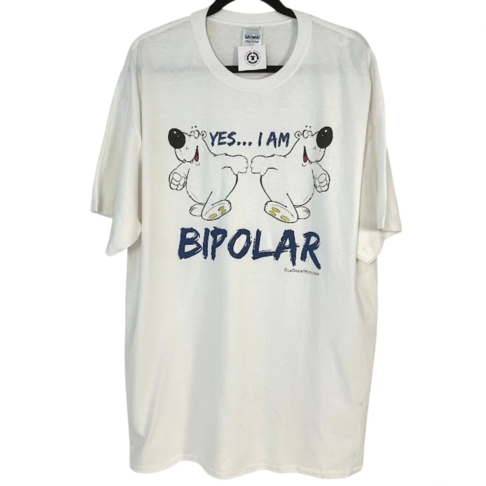Gildan Yes I Am Bipolar T Shirt Polar Bears LaCroix Tees XL Vintage Gildan White Crew Neck Short Sleeve Mens Graphic Tee Size US XL / EU 56 / 4 - 2 Thumbnail