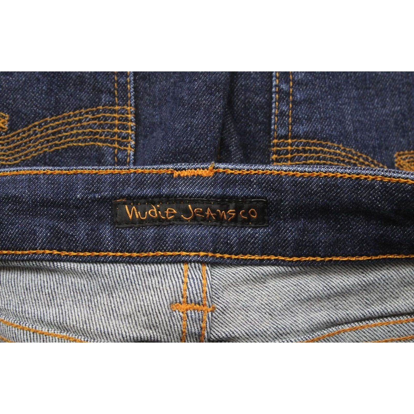 Vintage NUDIE Skinny Lin Rinsed Open Orange Jeans Men's W31/L32 Dark Fade Zip Denim Pants Slim Fit Casual Size US 31 - 7 Thumbnail