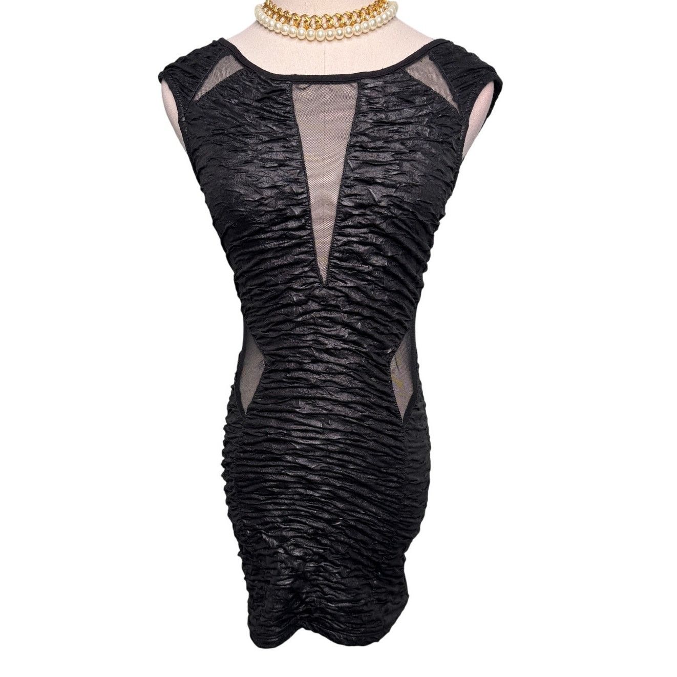 Vintage Y2K/90s vintage Easel black ruched mesh mini dress size XS/S Size XS / US 0-2 / IT 36-38 - 1 Thumbnail