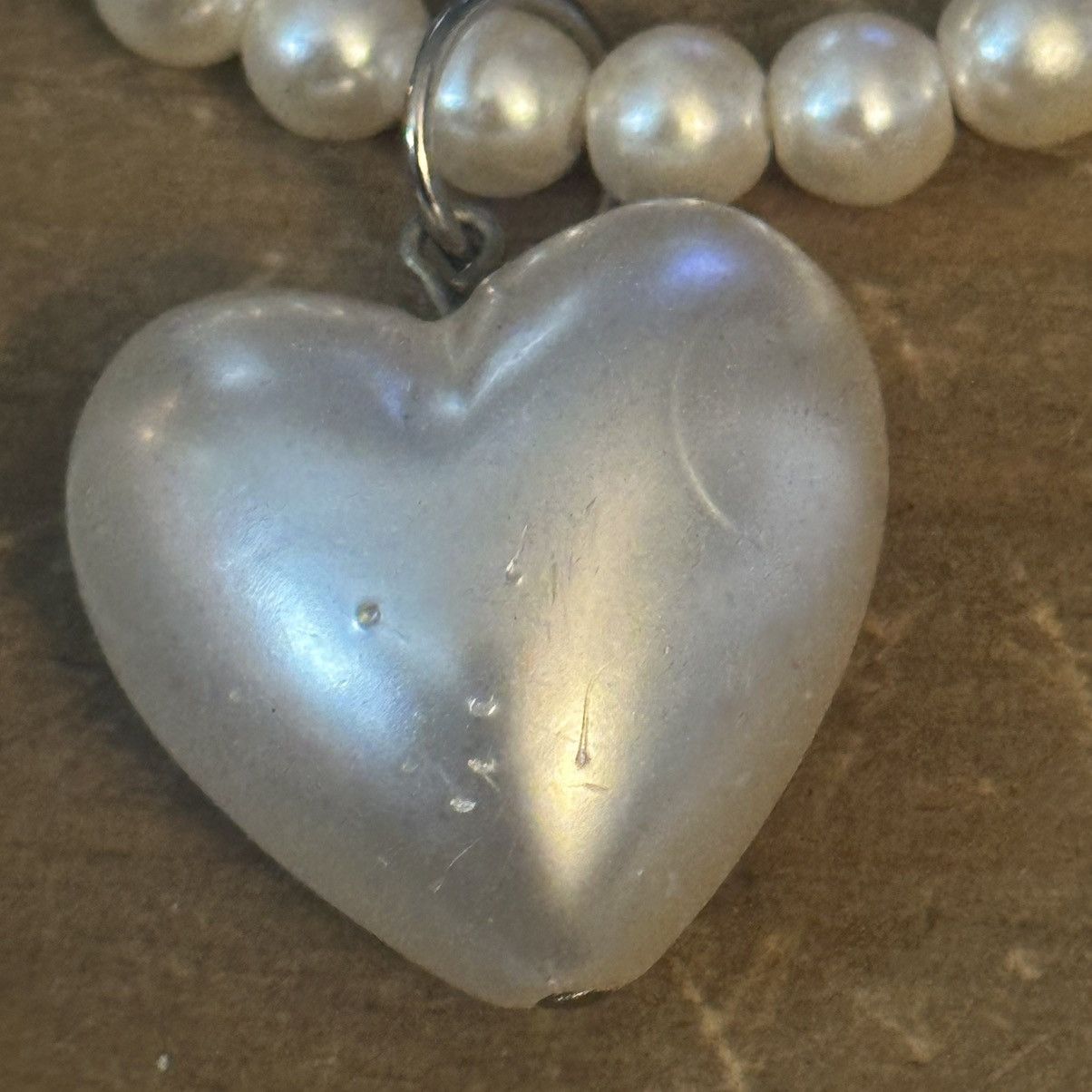 Vintage Vintage faux pearl heart pendant necklace Size ONE SIZE - 4 Thumbnail