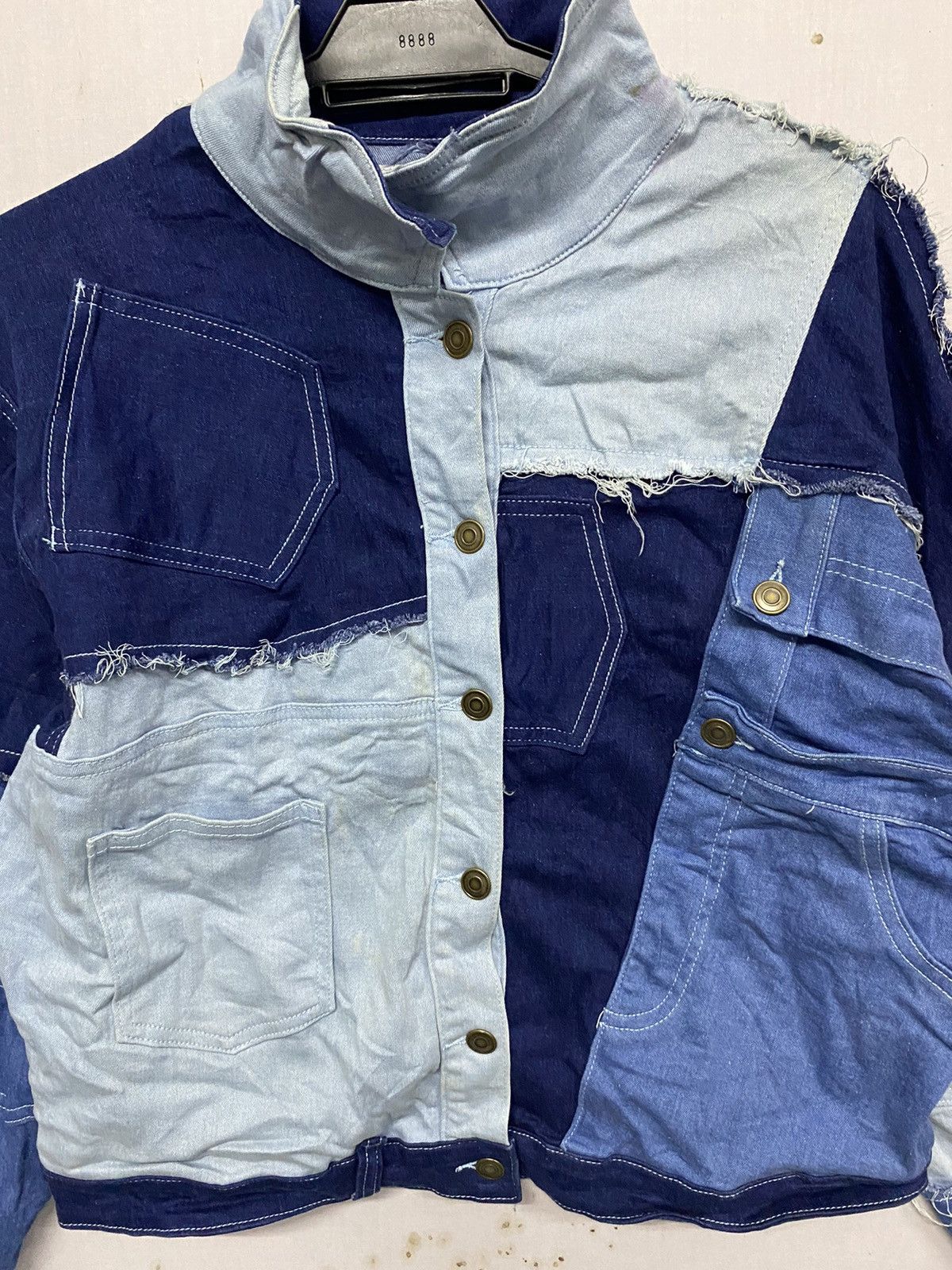 Vintage Blue Denim Patchwork Jeans Jacket Size L / US 10 / IT 46 - 6 Thumbnail
